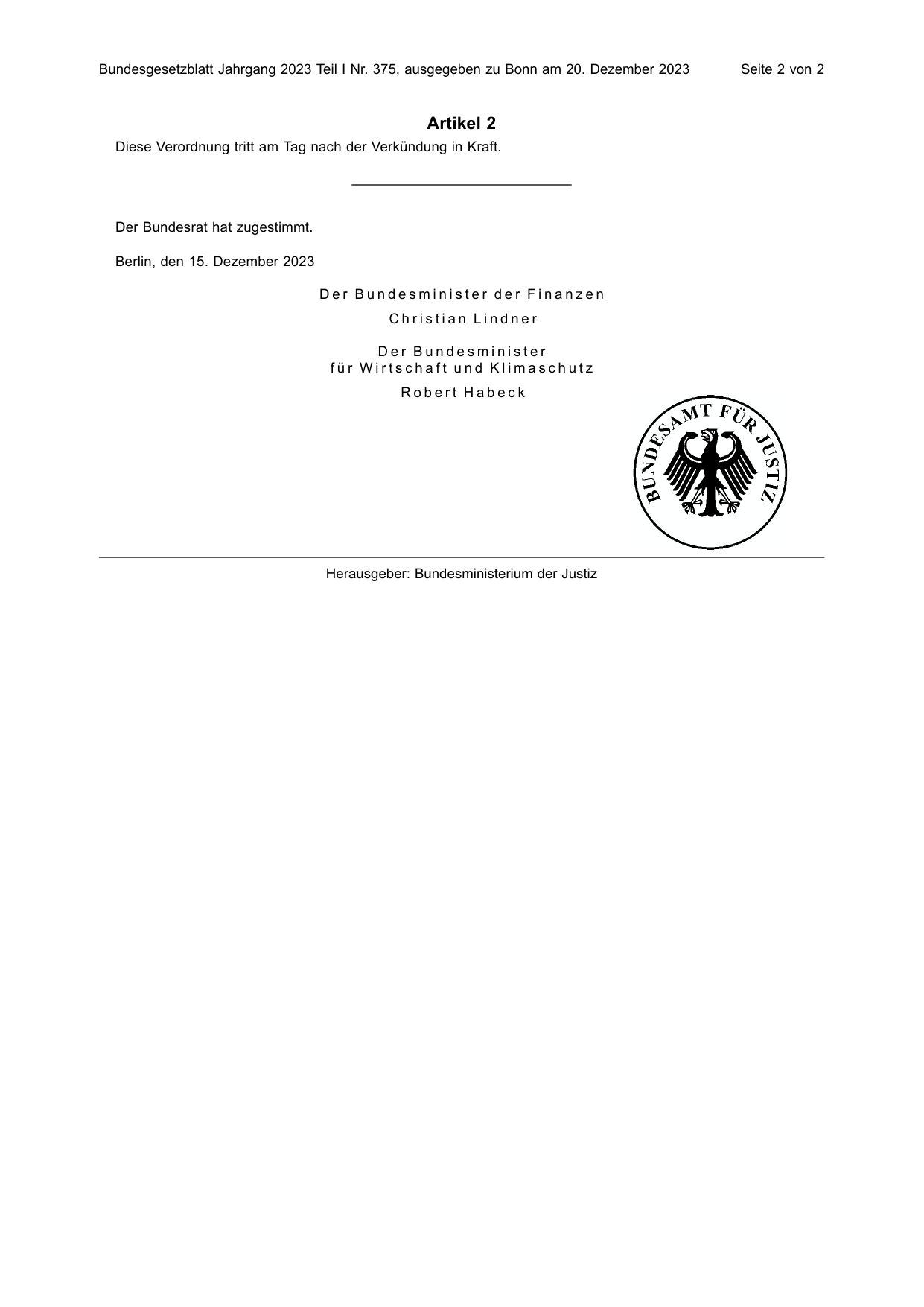 BGBl. 2023, Seite 2 — Originalseite als Abbildung