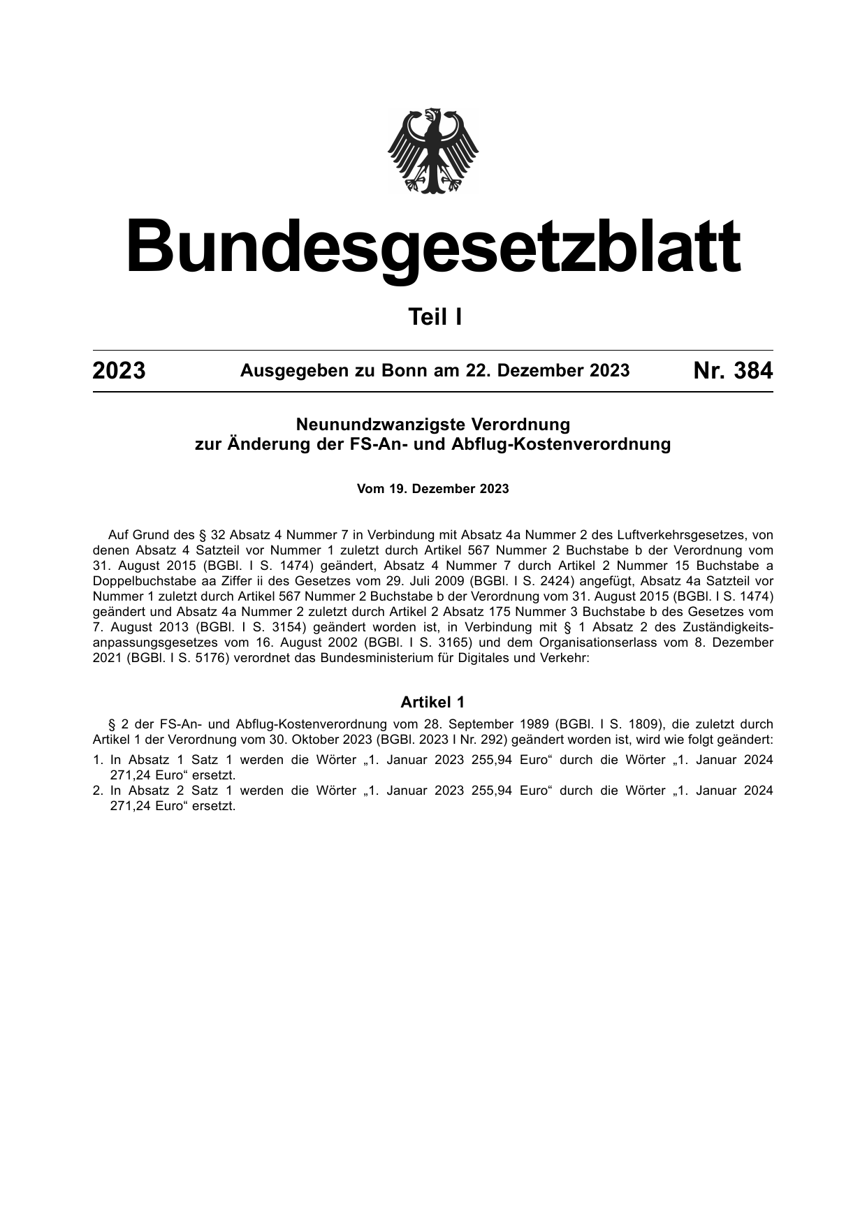 BGBl. 2023, Seite 1 — Originalseite als Abbildung