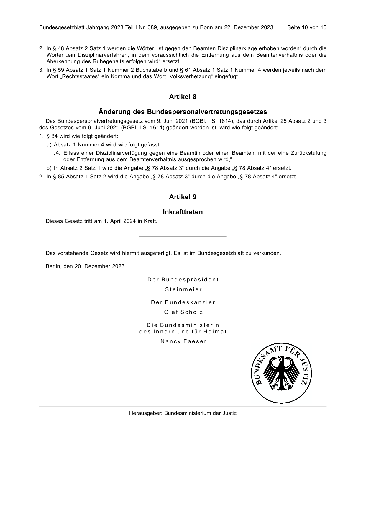 BGBl. 2023, Seite 10 — Originalseite als Abbildung