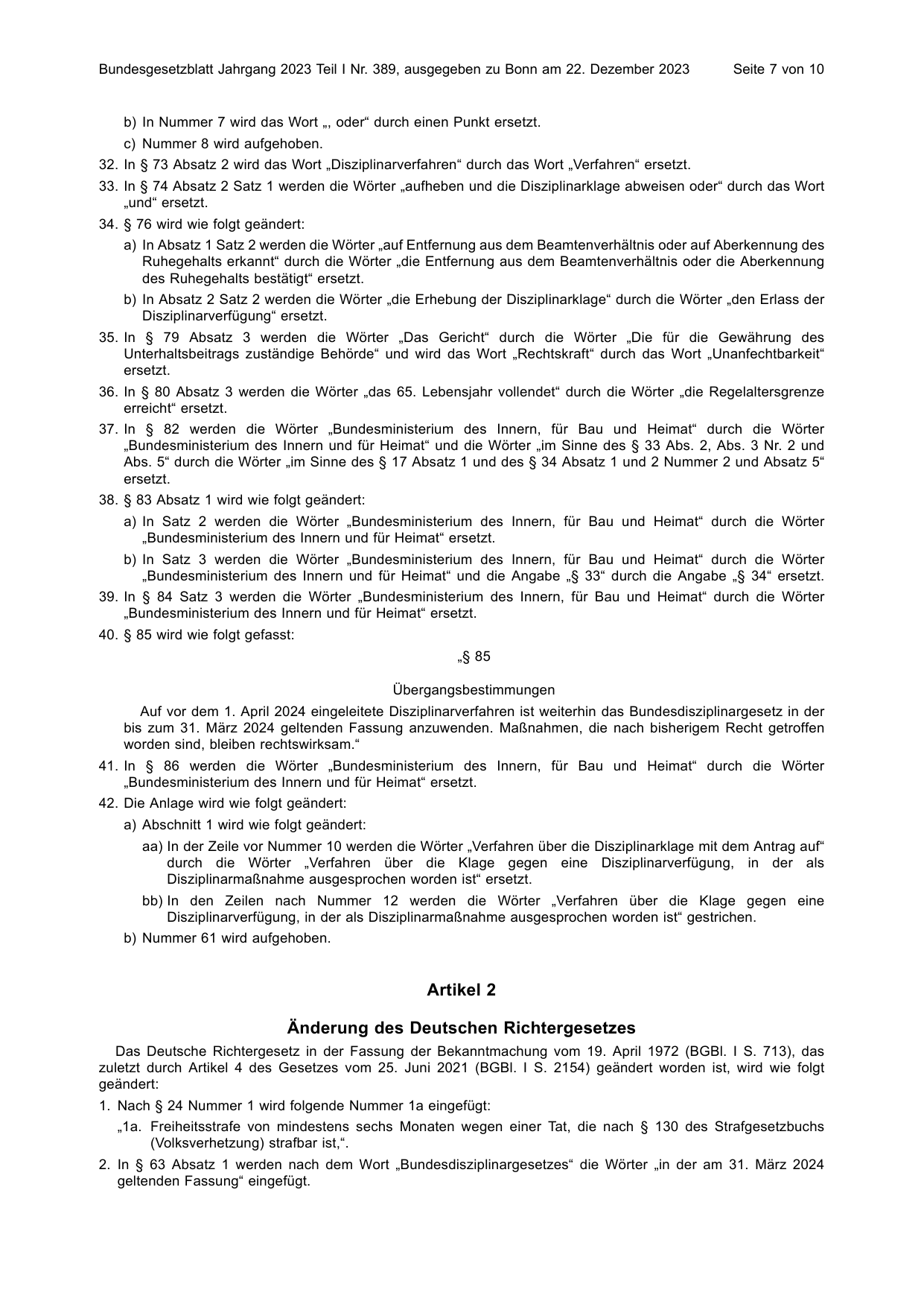 BGBl. 2023, Seite 7 — Originalseite als Abbildung