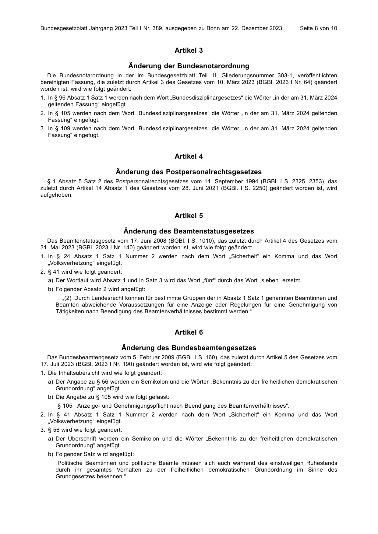 BGBl. 2023, Seite 8 — Originalseite als Abbildung