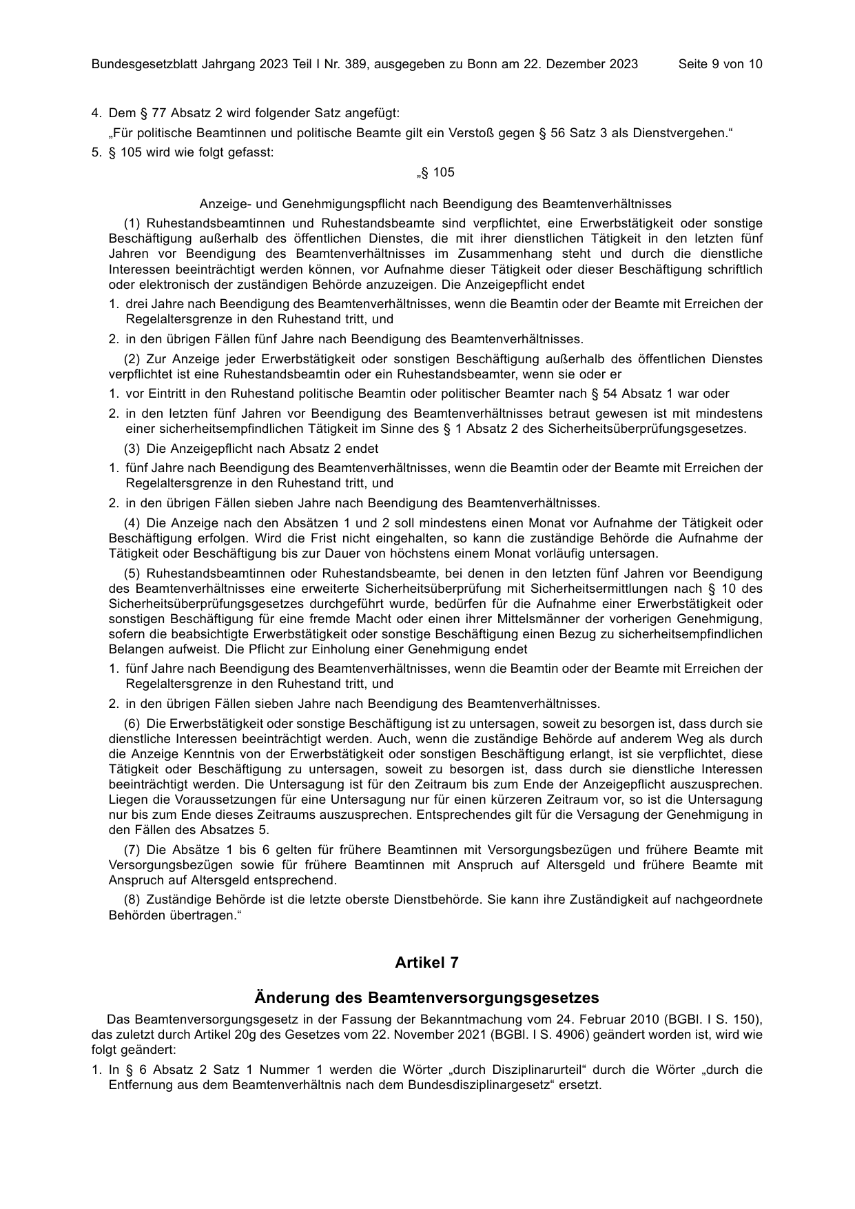 BGBl. 2023, Seite 9 — Originalseite als Abbildung