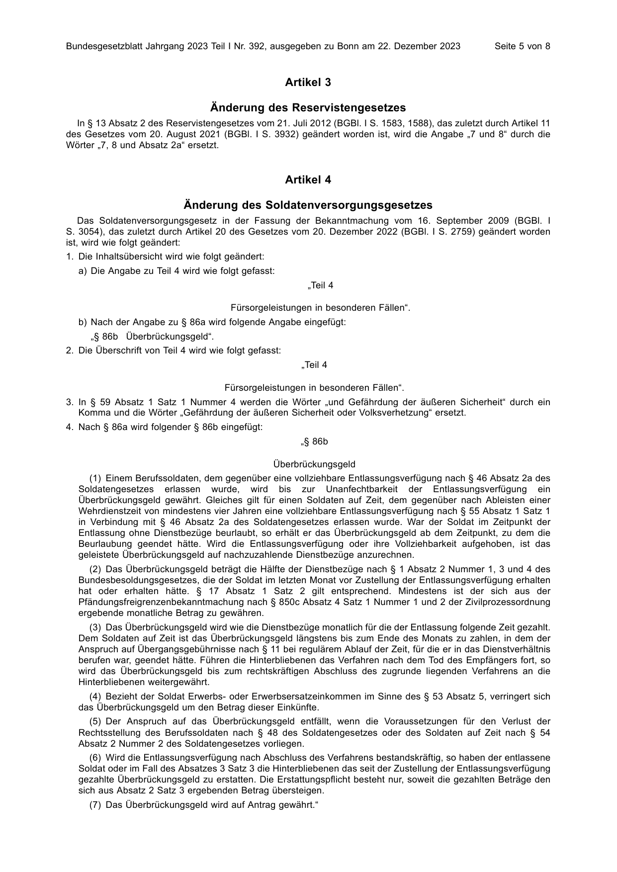 BGBl. 2023, Seite 5 — Originalseite als Abbildung
