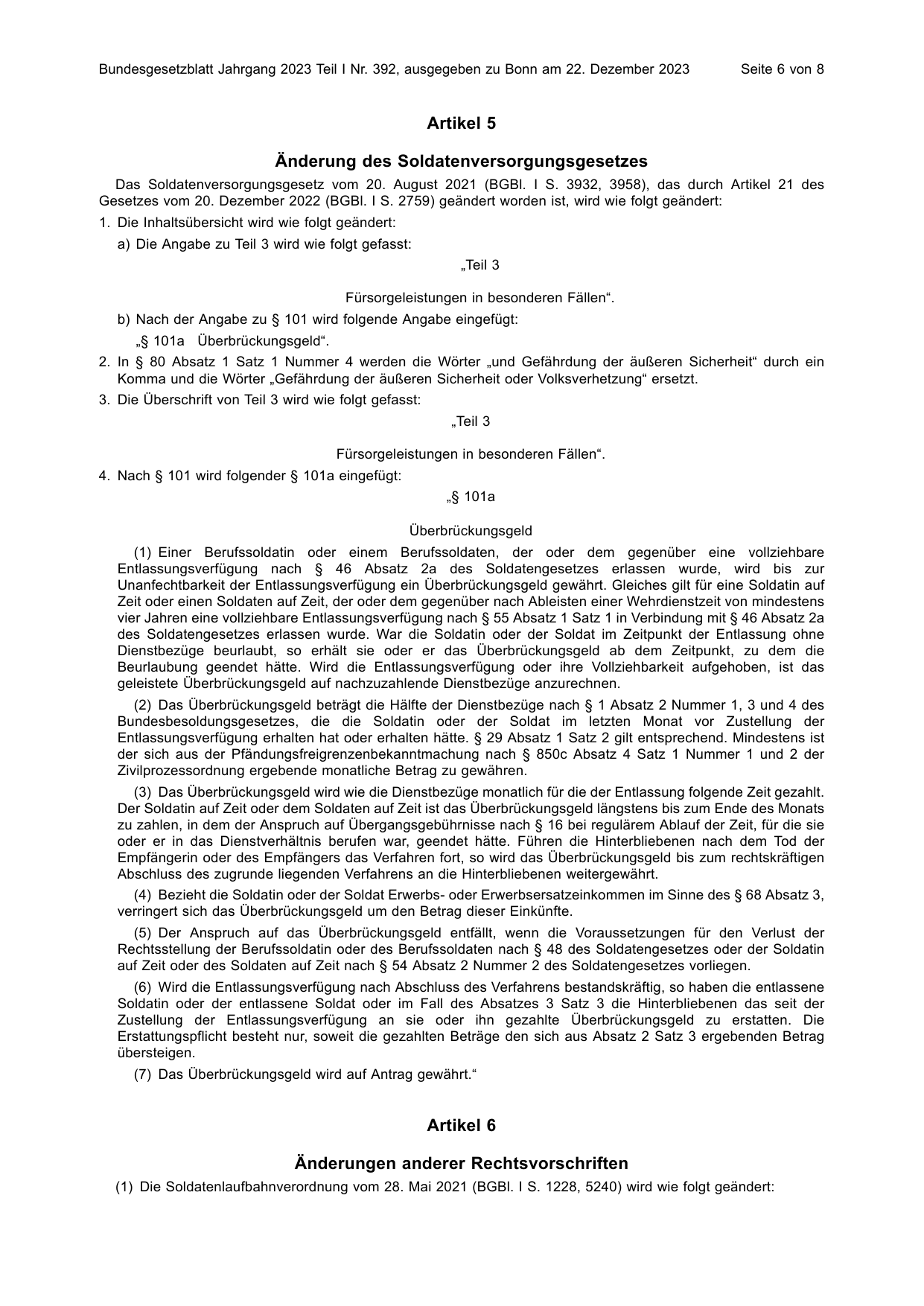 BGBl. 2023, Seite 6 — Originalseite als Abbildung
