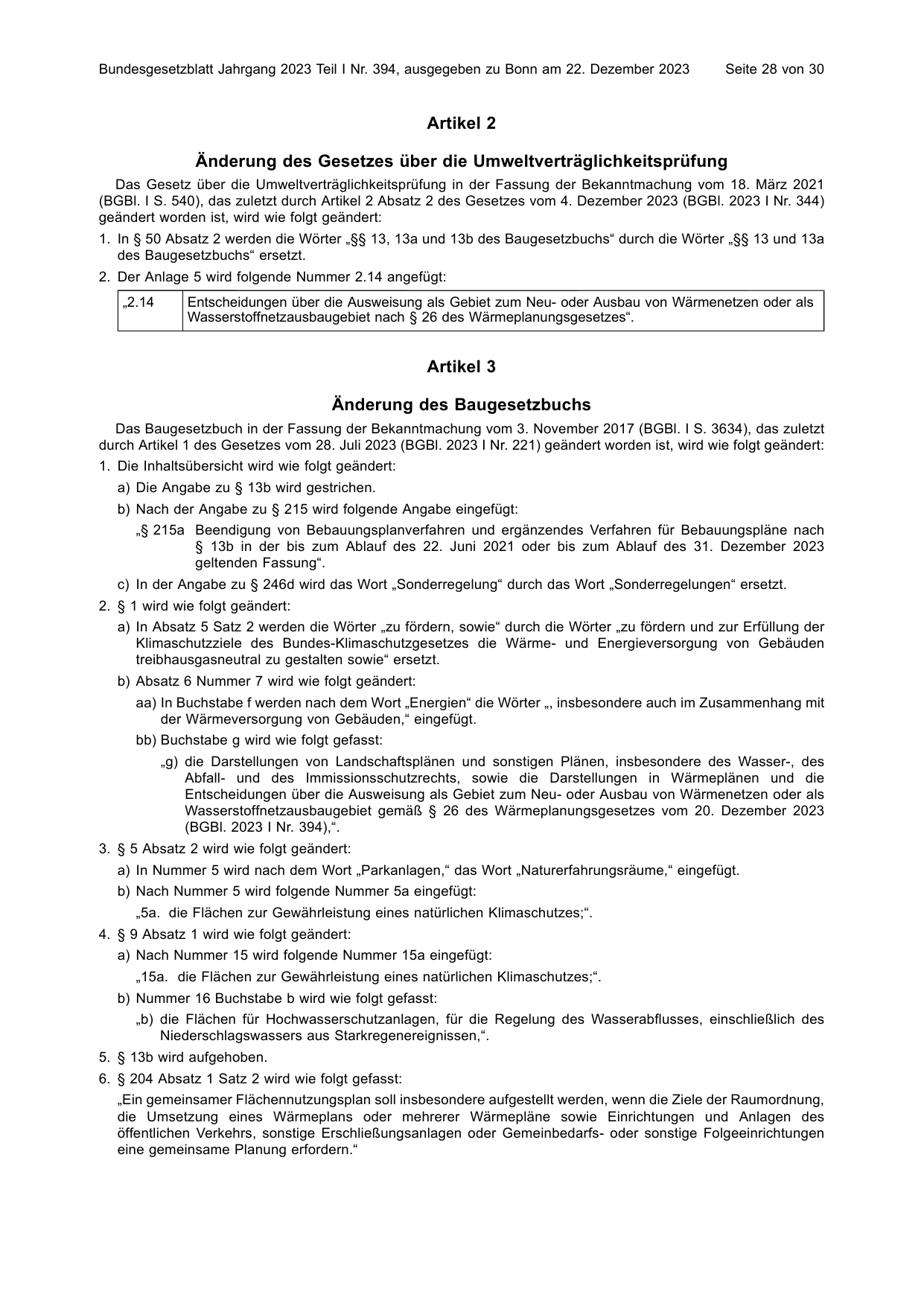 BGBl. 2023, Seite 28 — Originalseite als Abbildung