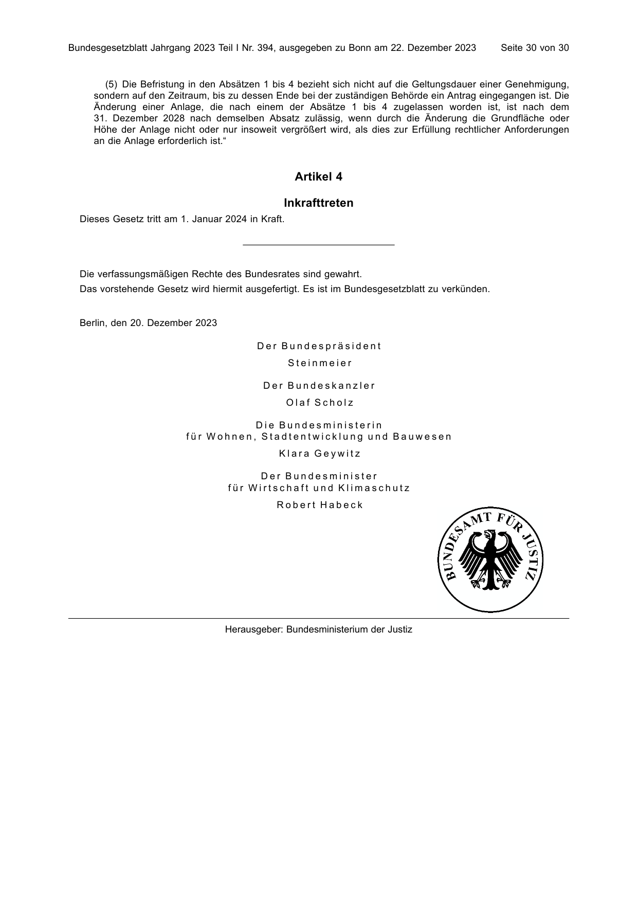 BGBl. 2023, Seite 30 — Originalseite als Abbildung