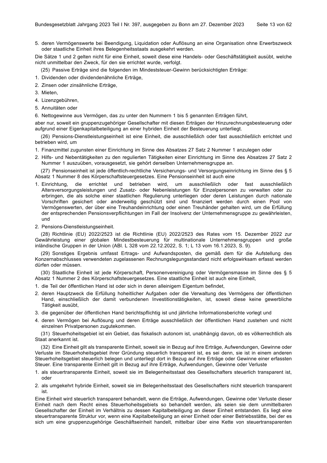 BGBl. 2023, Seite 13 — Originalseite als Abbildung