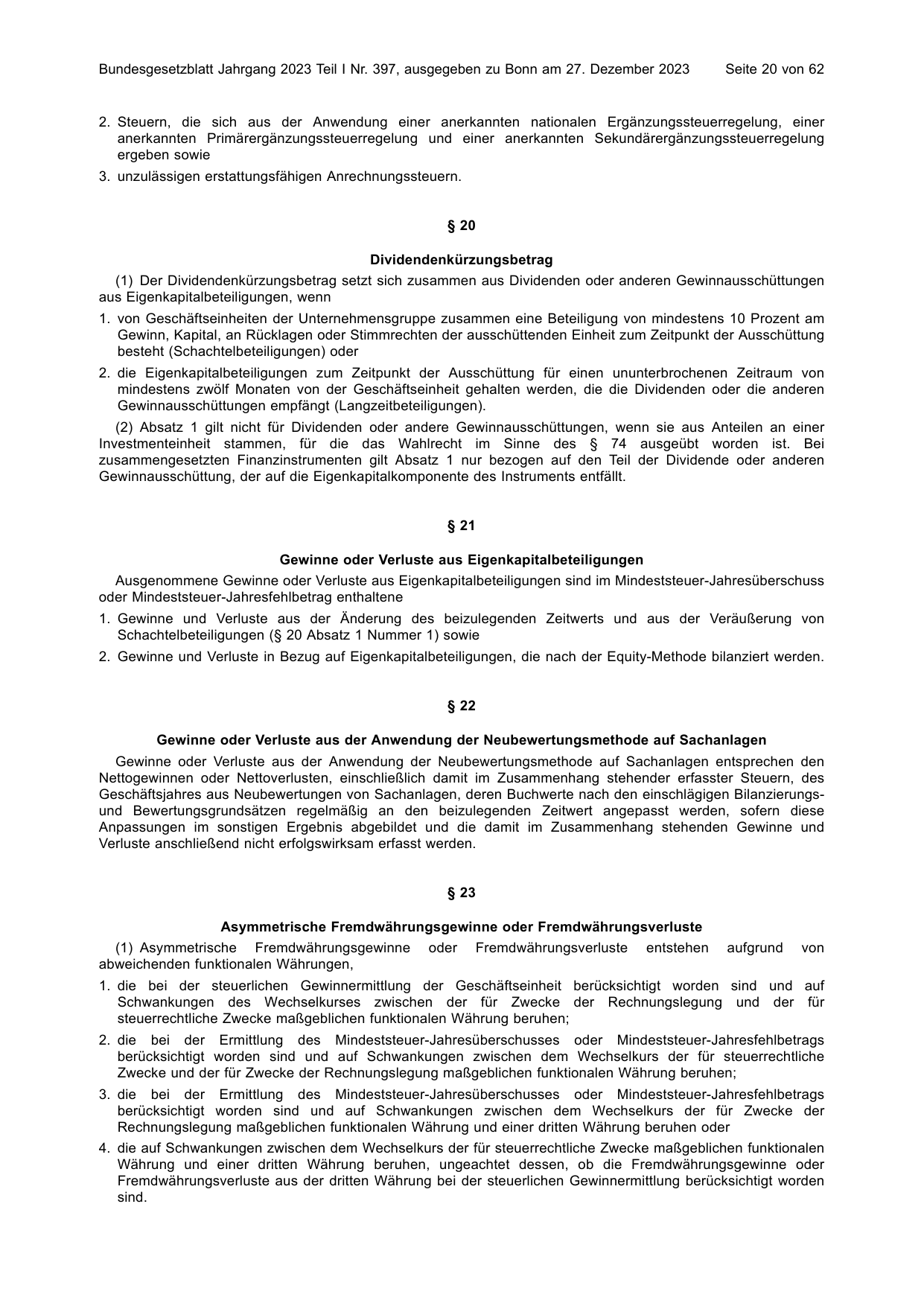 BGBl. 2023, Seite 20 — Originalseite als Abbildung