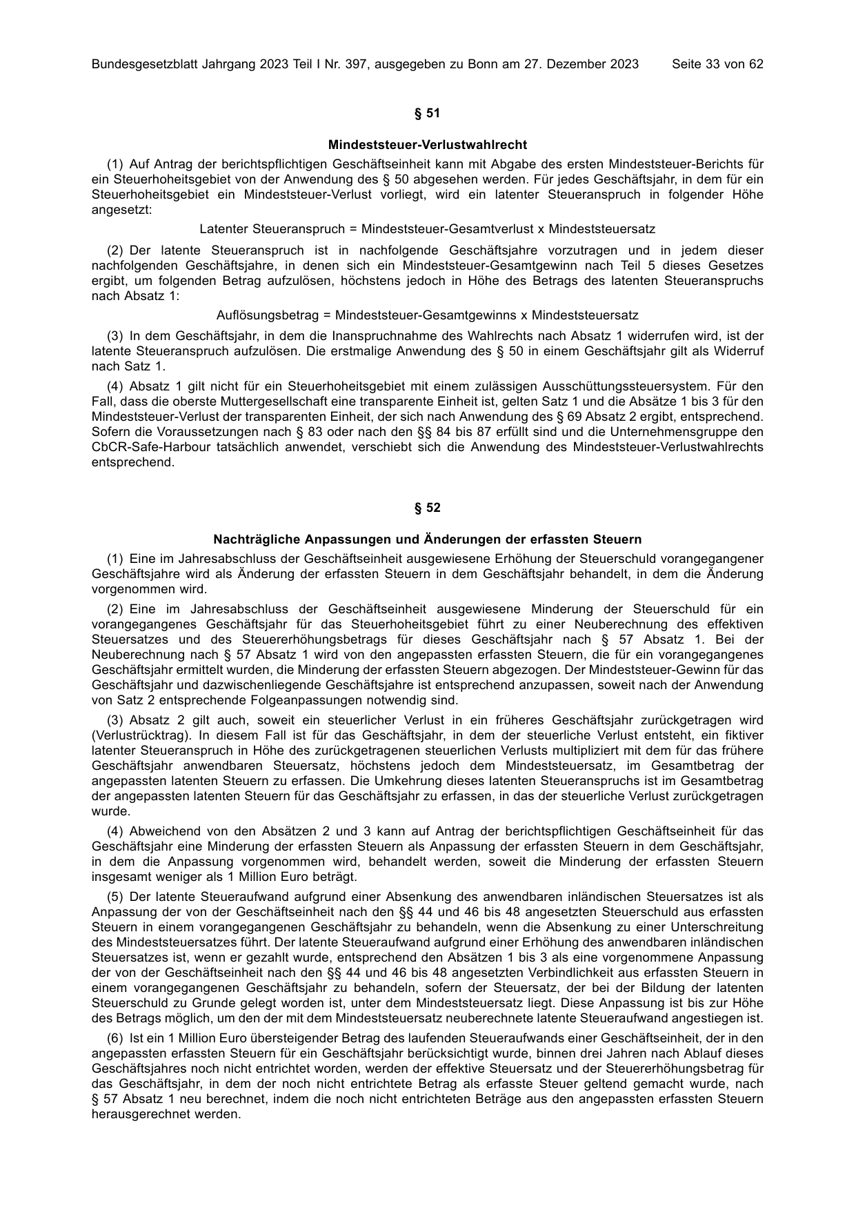 BGBl. 2023, Seite 33 — Originalseite als Abbildung