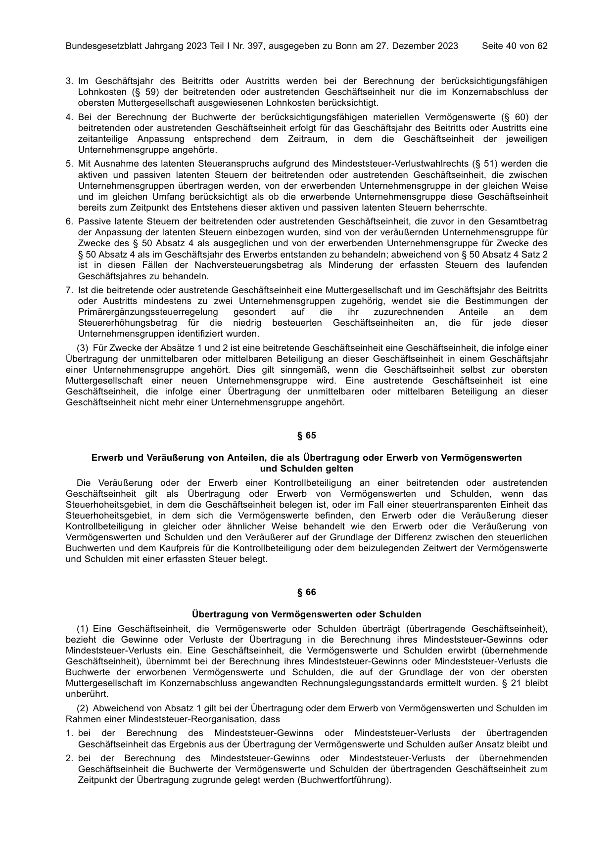 BGBl. 2023, Seite 40 — Originalseite als Abbildung