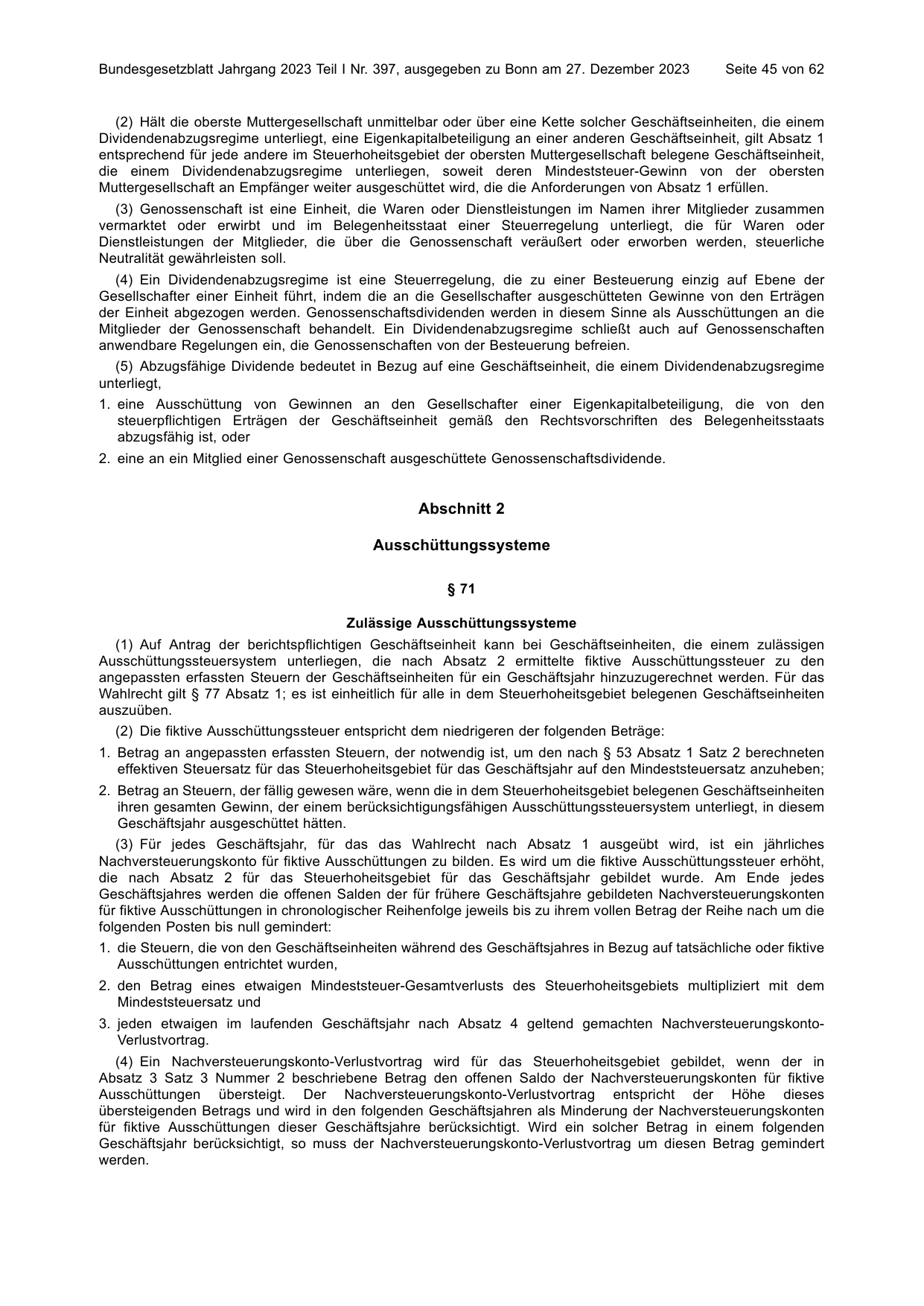 BGBl. 2023, Seite 45 — Originalseite als Abbildung