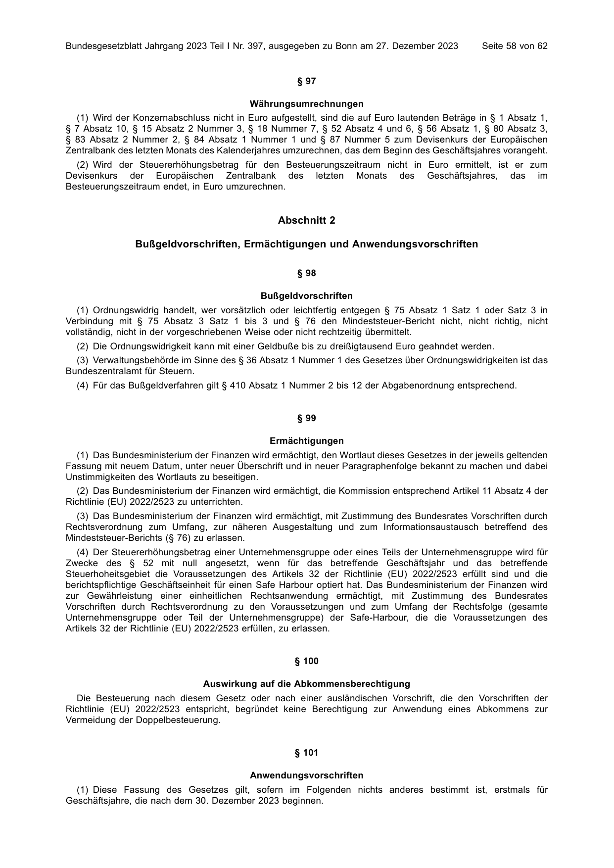 BGBl. 2023, Seite 58 — Originalseite als Abbildung