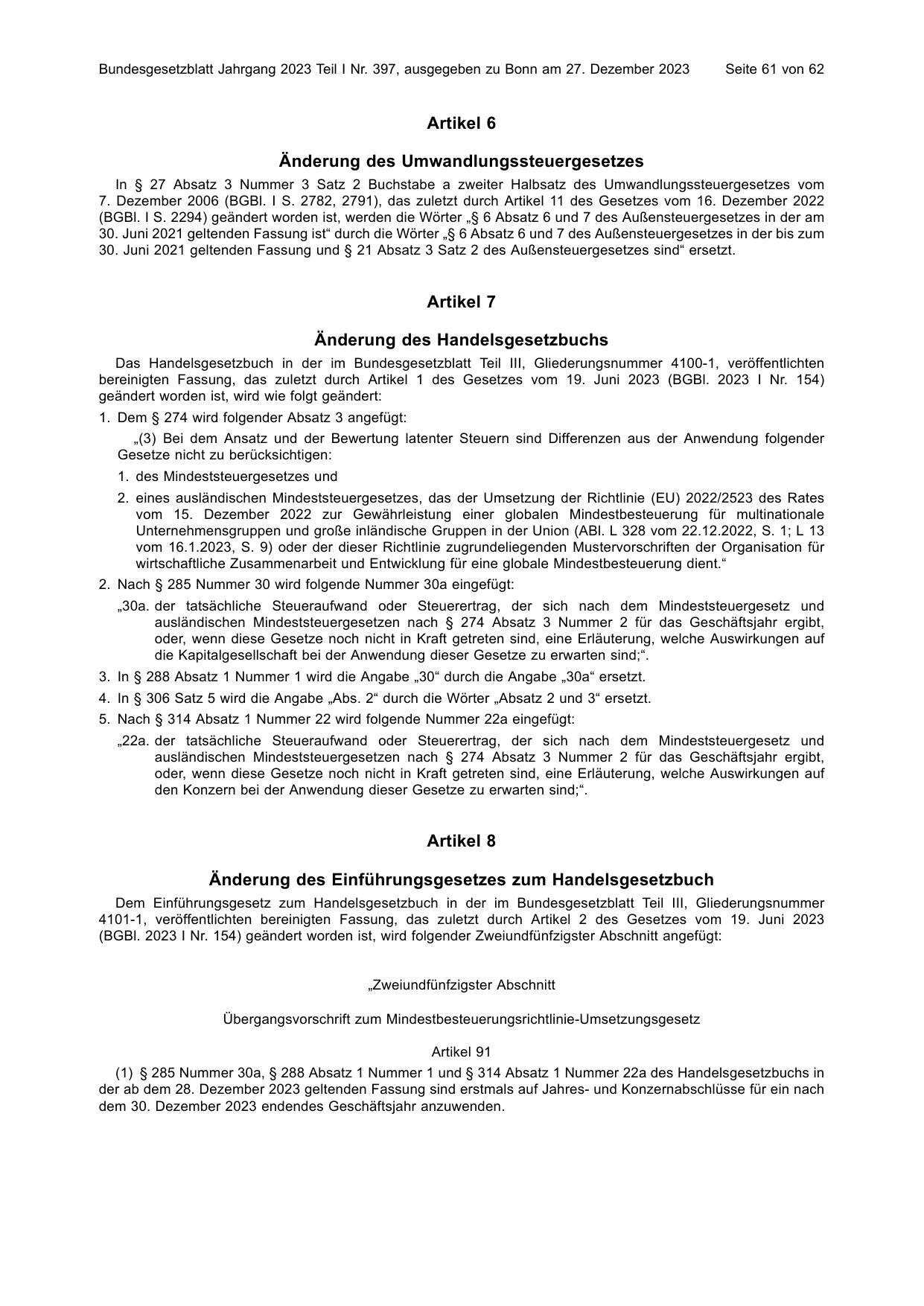 BGBl. 2023, Seite 61 — Originalseite als Abbildung