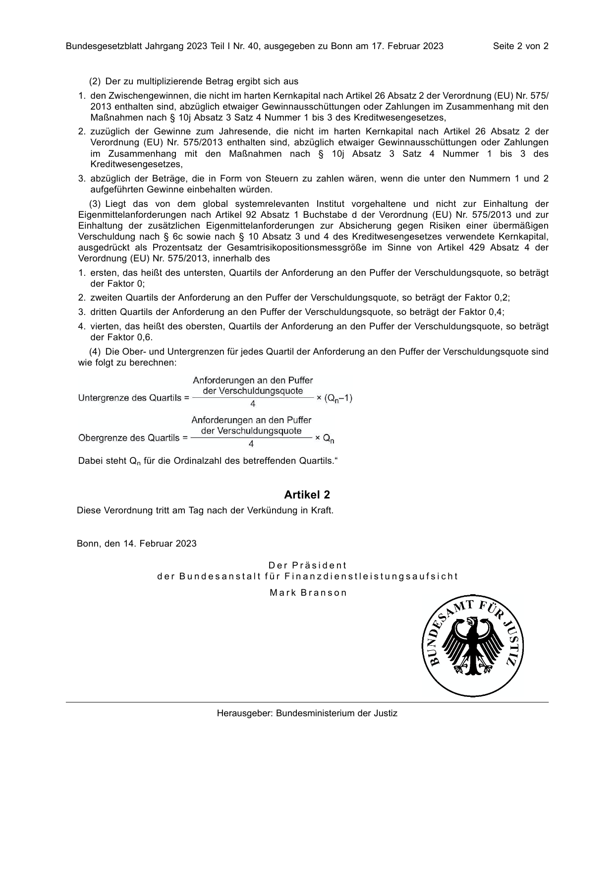 BGBl. 2023, Seite 2 — Originalseite als Abbildung
