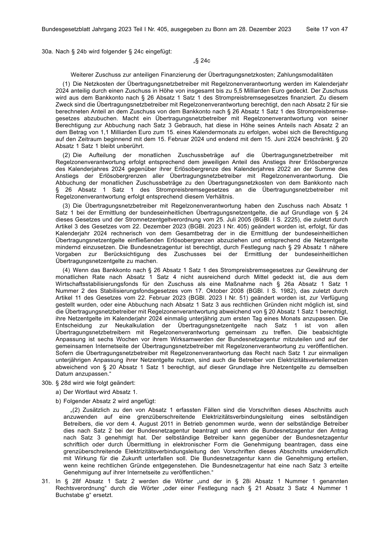 BGBl. 2023, Seite 17 — Originalseite als Abbildung
