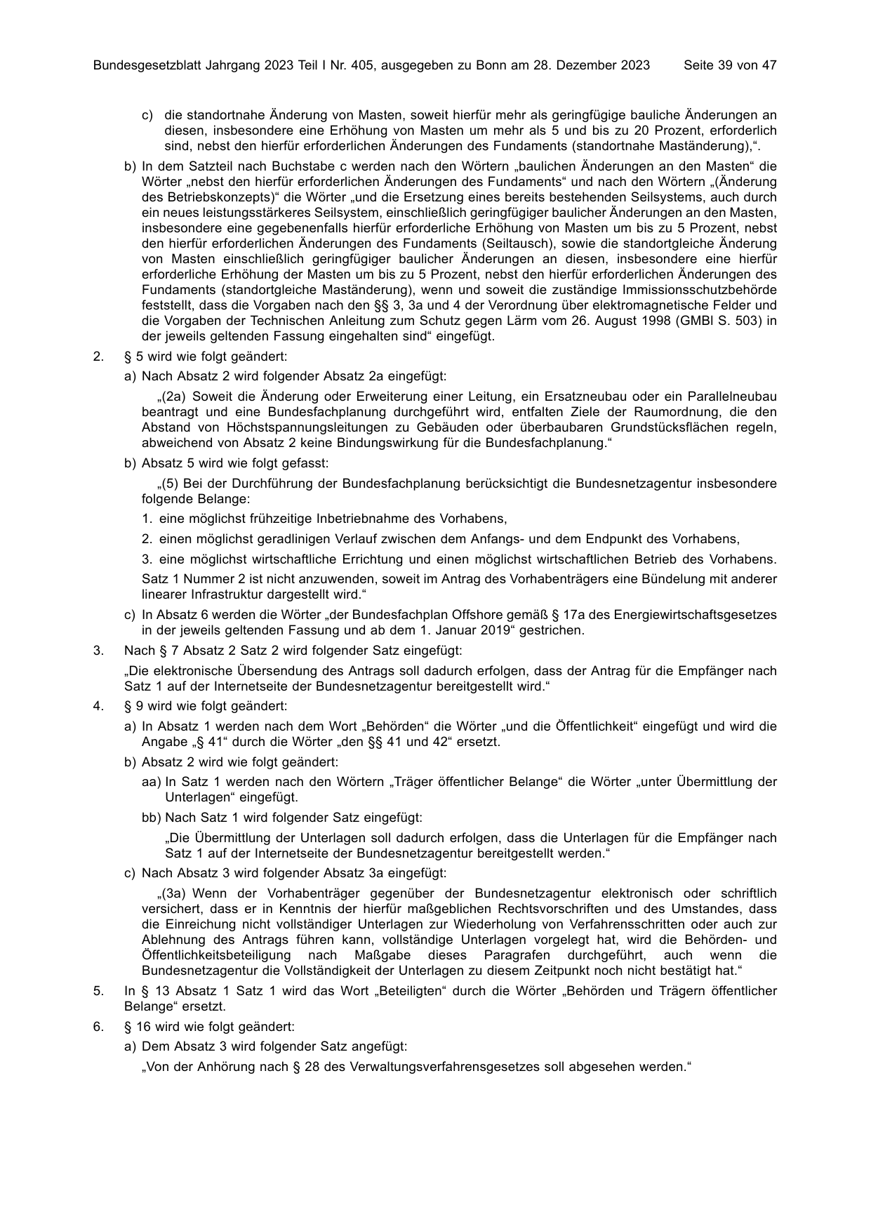BGBl. 2023, Seite 39 — Originalseite als Abbildung