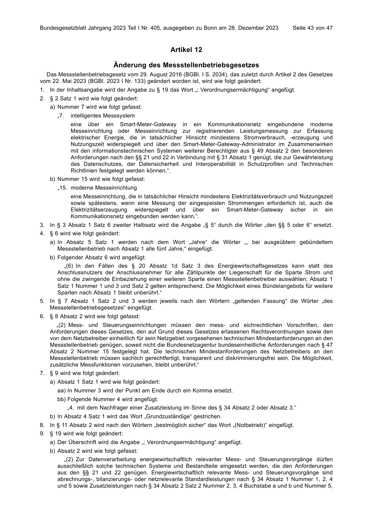 BGBl. 2023, Seite 43 — Originalseite als Abbildung