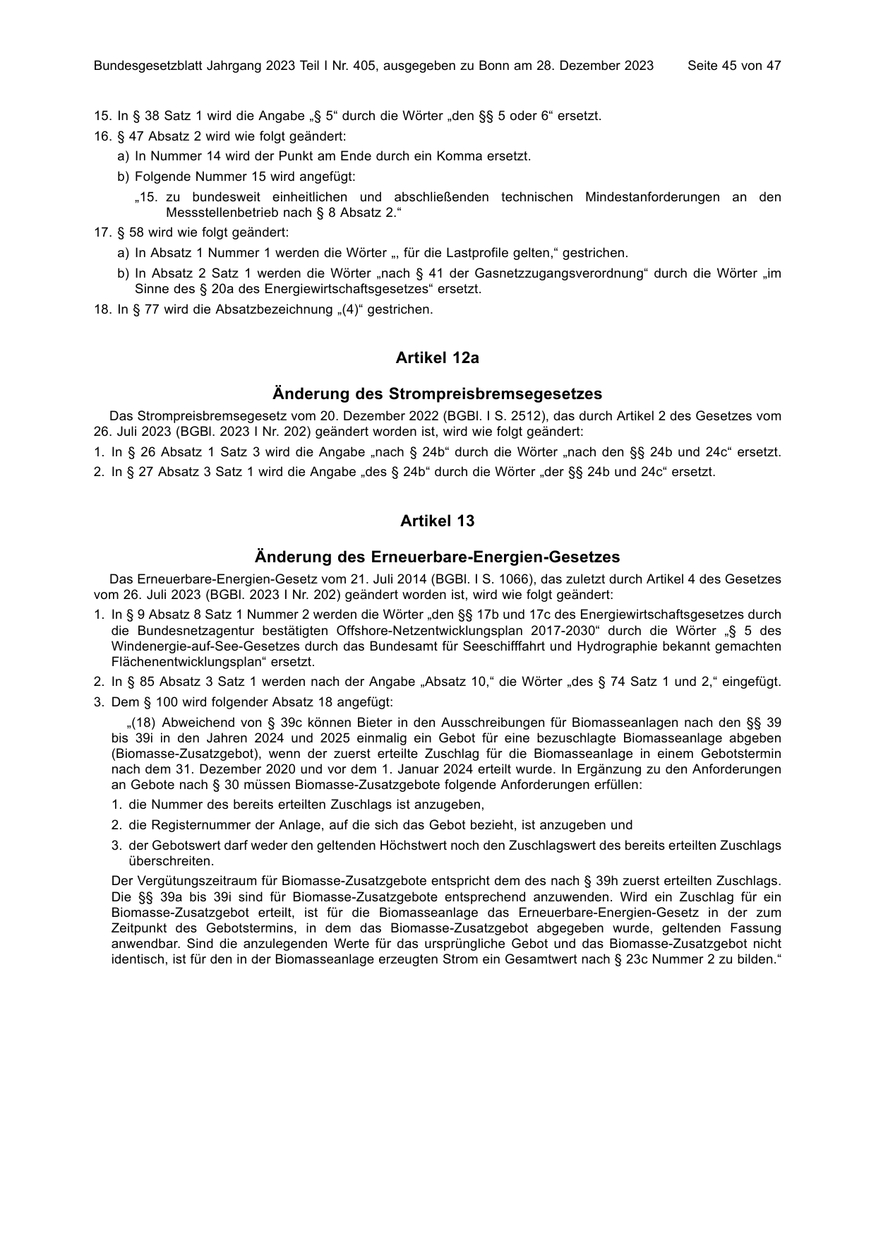 BGBl. 2023, Seite 45 — Originalseite als Abbildung