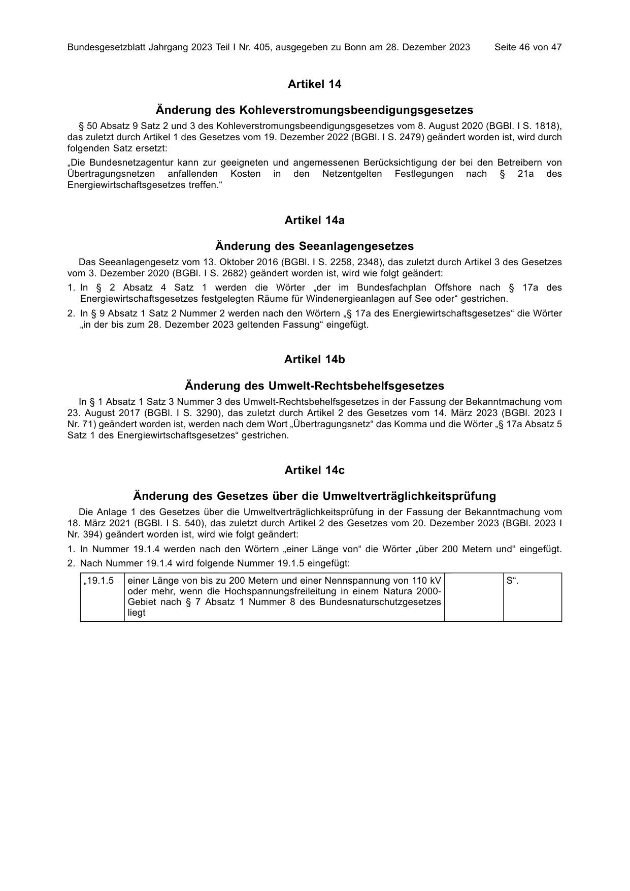 BGBl. 2023, Seite 46 — Originalseite als Abbildung