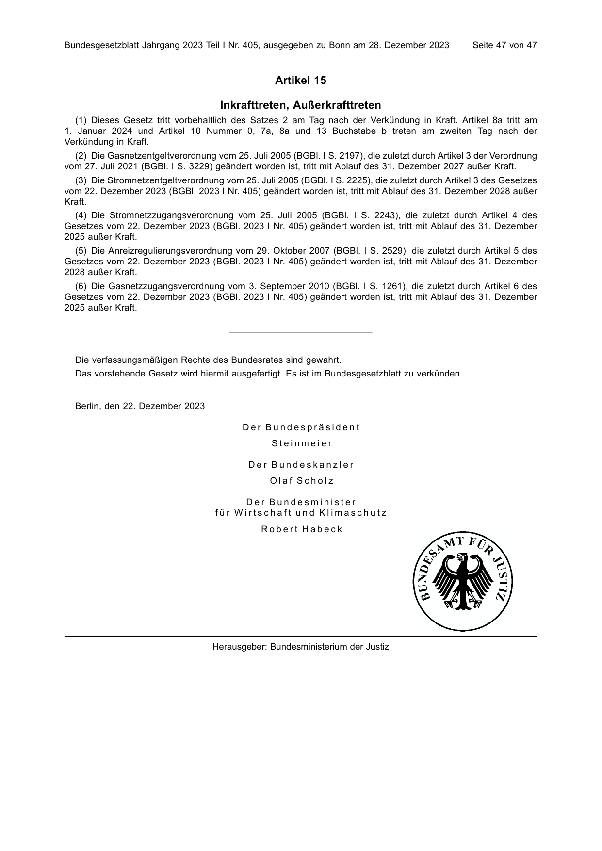 BGBl. 2023, Seite 47 — Originalseite als Abbildung