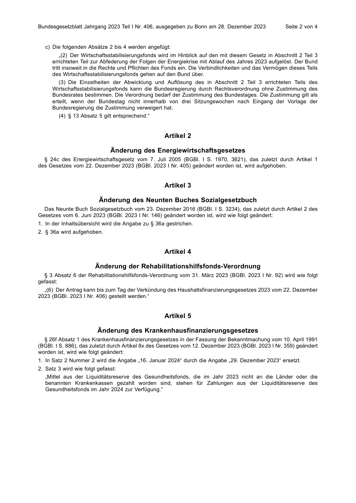 BGBl. 2023, Seite 2 — Originalseite als Abbildung