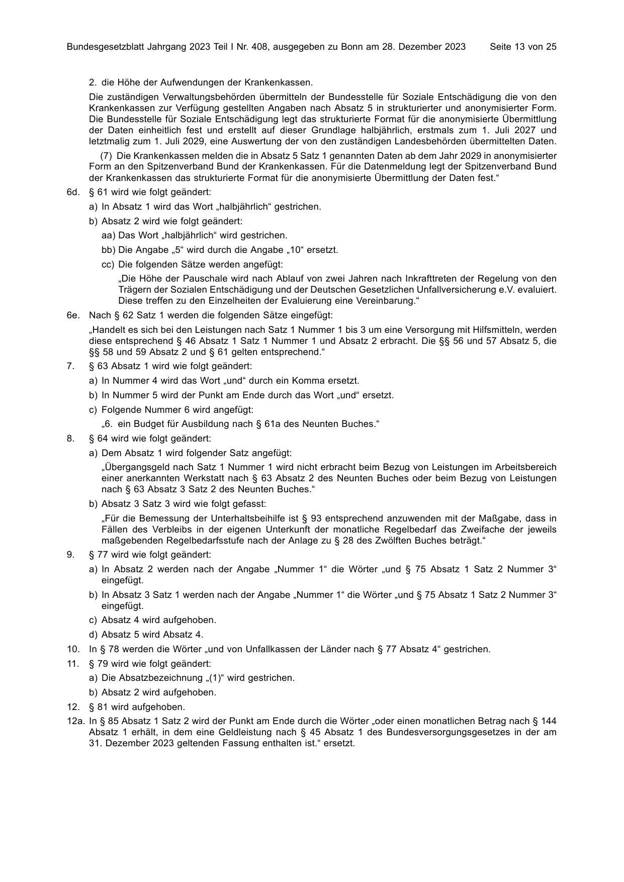 BGBl. 2023, Seite 13 — Originalseite als Abbildung