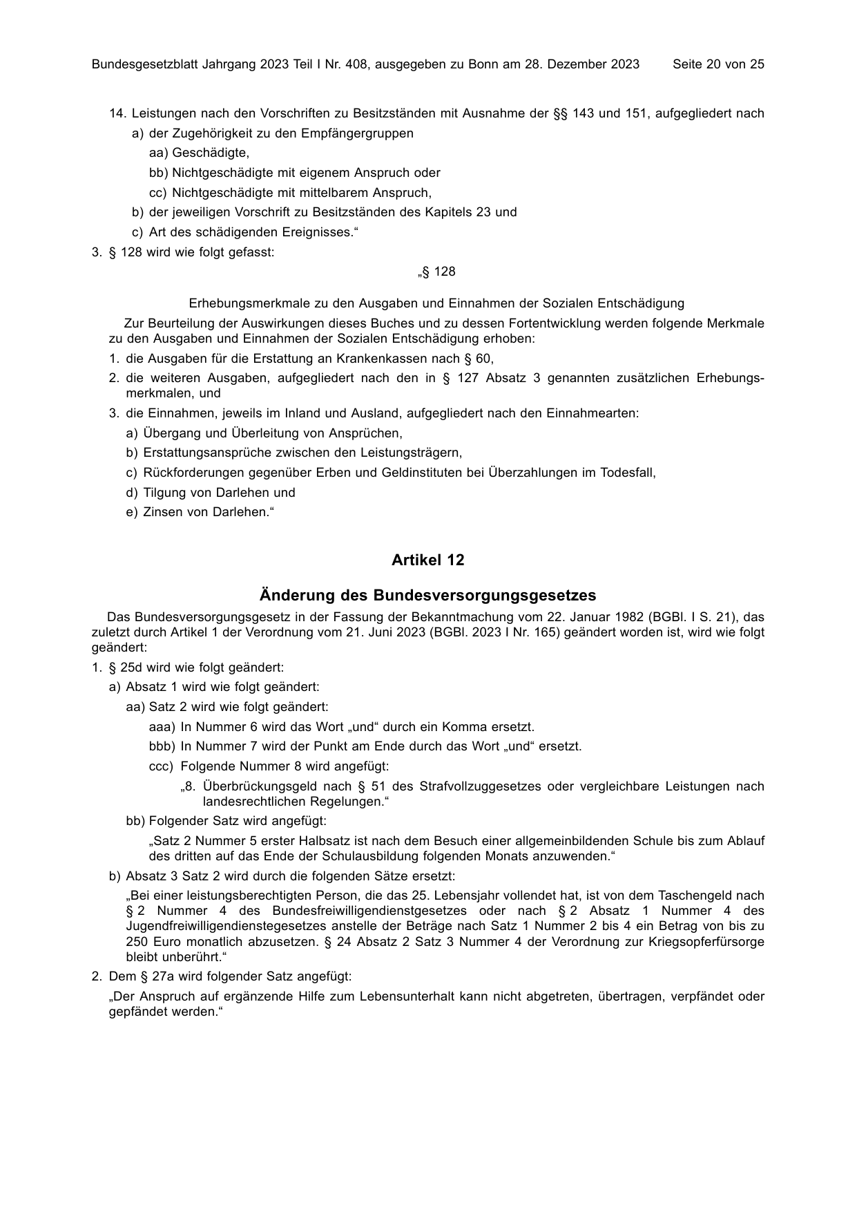 BGBl. 2023, Seite 20 — Originalseite als Abbildung