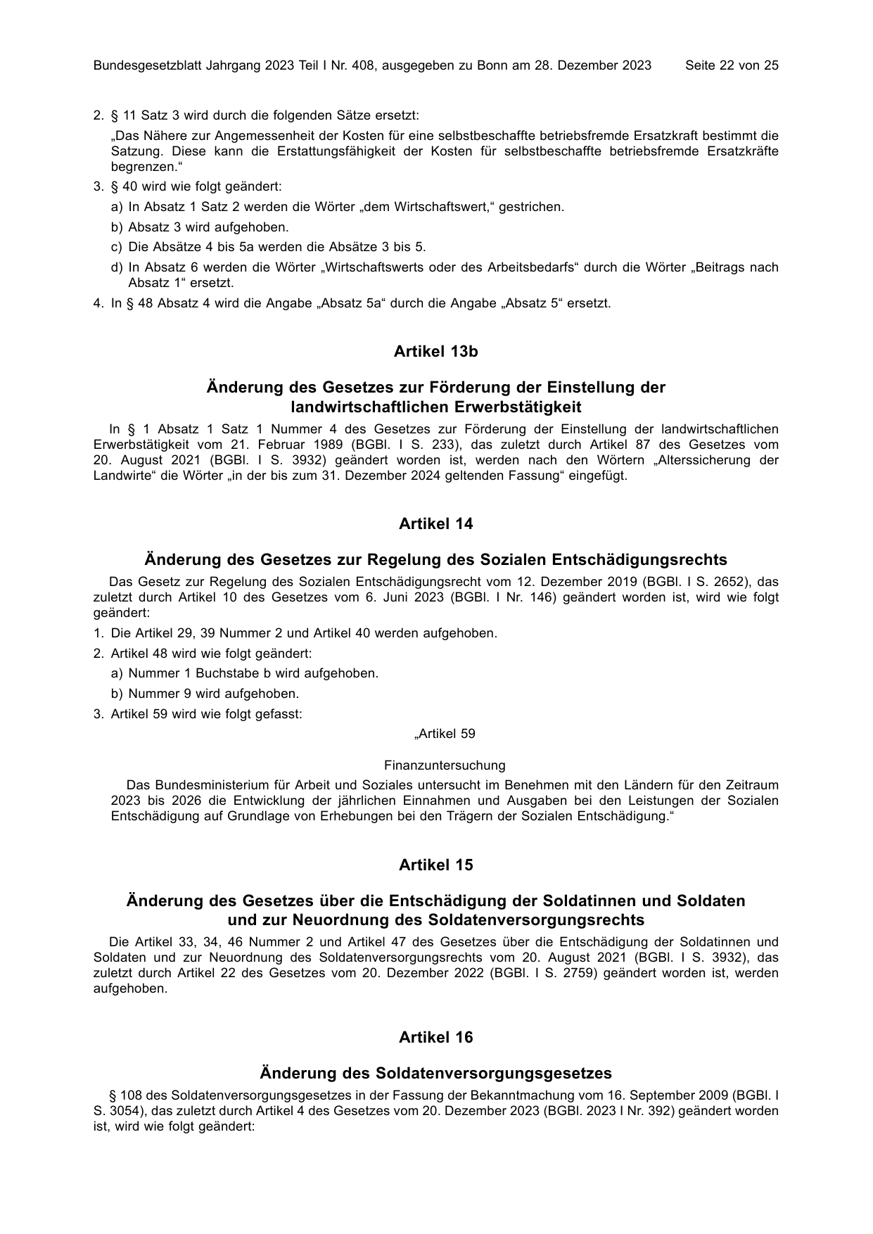 BGBl. 2023, Seite 22 — Originalseite als Abbildung