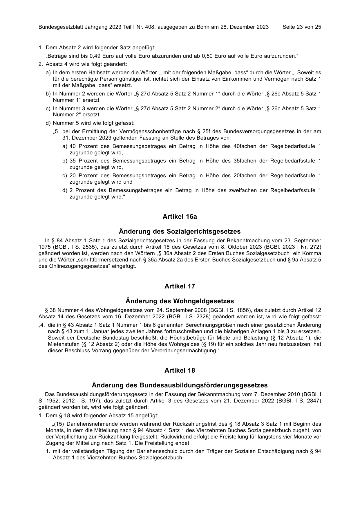 BGBl. 2023, Seite 23 — Originalseite als Abbildung