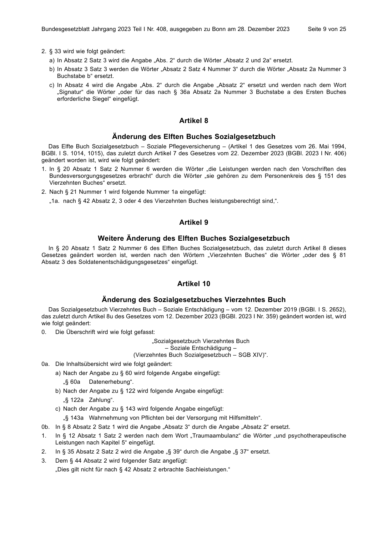 BGBl. 2023, Seite 9 — Originalseite als Abbildung