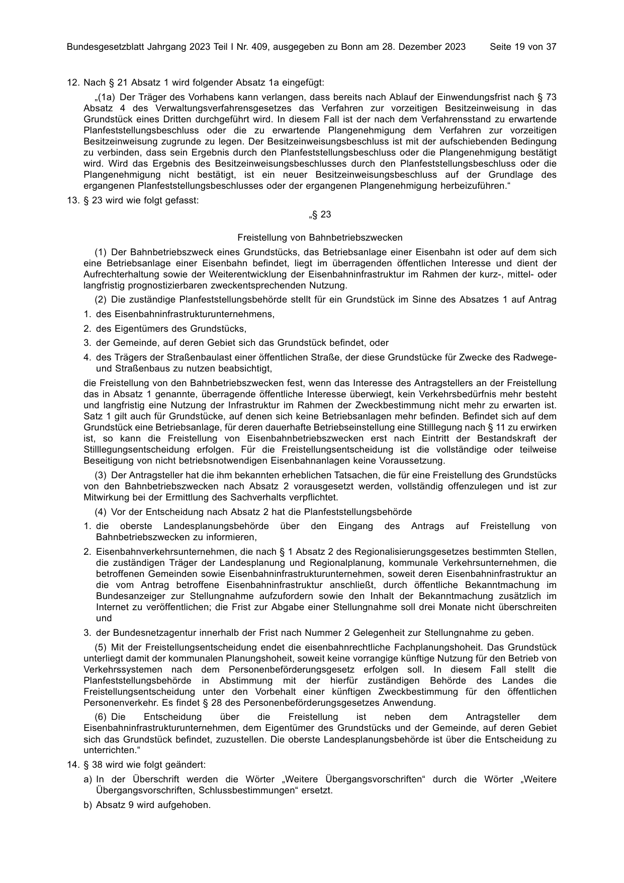 BGBl. 2023, Seite 19 — Originalseite als Abbildung