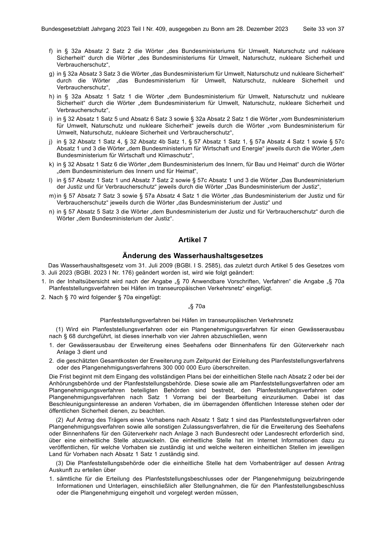 BGBl. 2023, Seite 33 — Originalseite als Abbildung