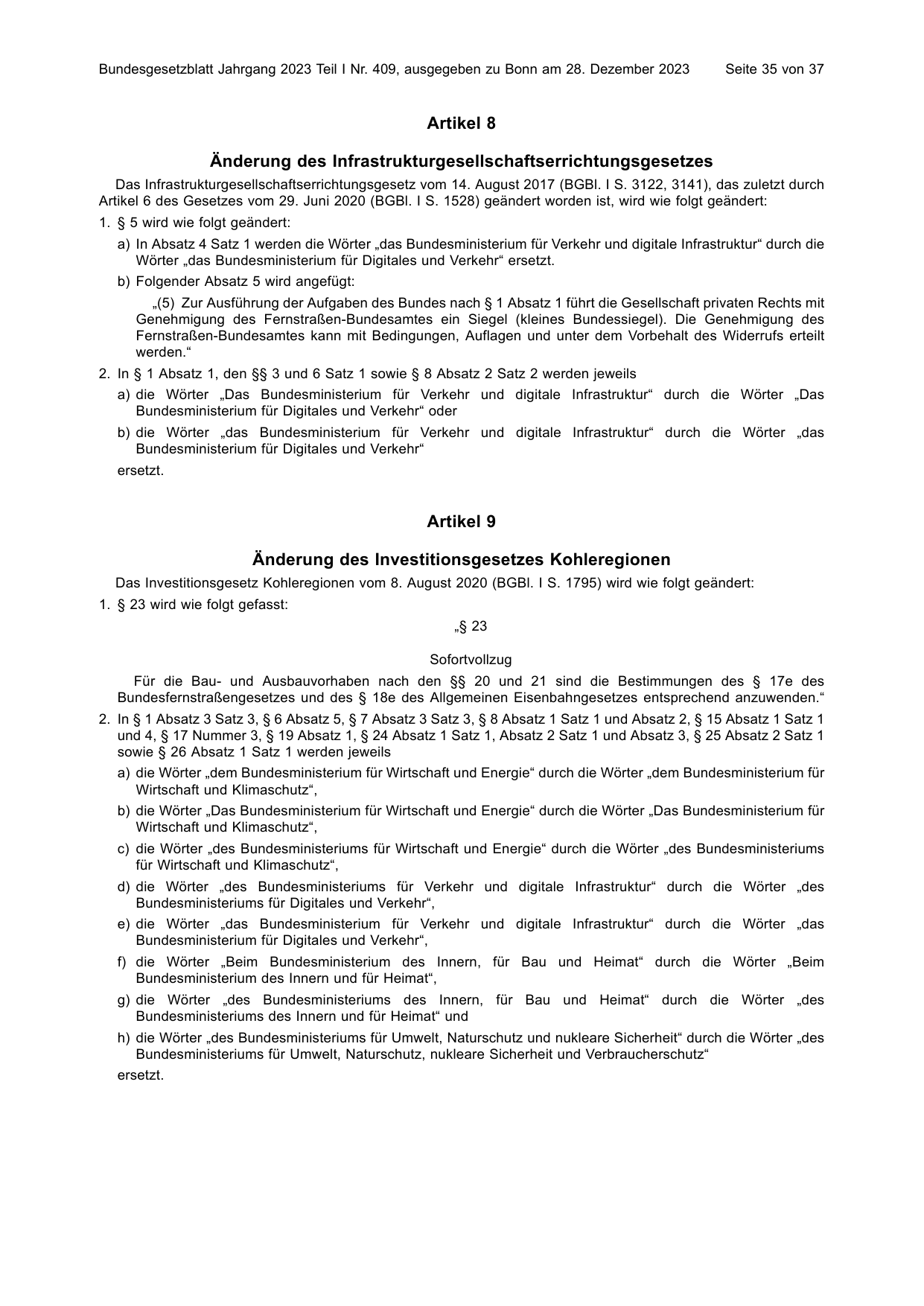 BGBl. 2023, Seite 35 — Originalseite als Abbildung