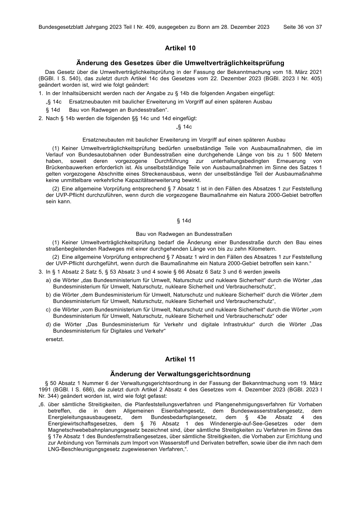 BGBl. 2023, Seite 36 — Originalseite als Abbildung