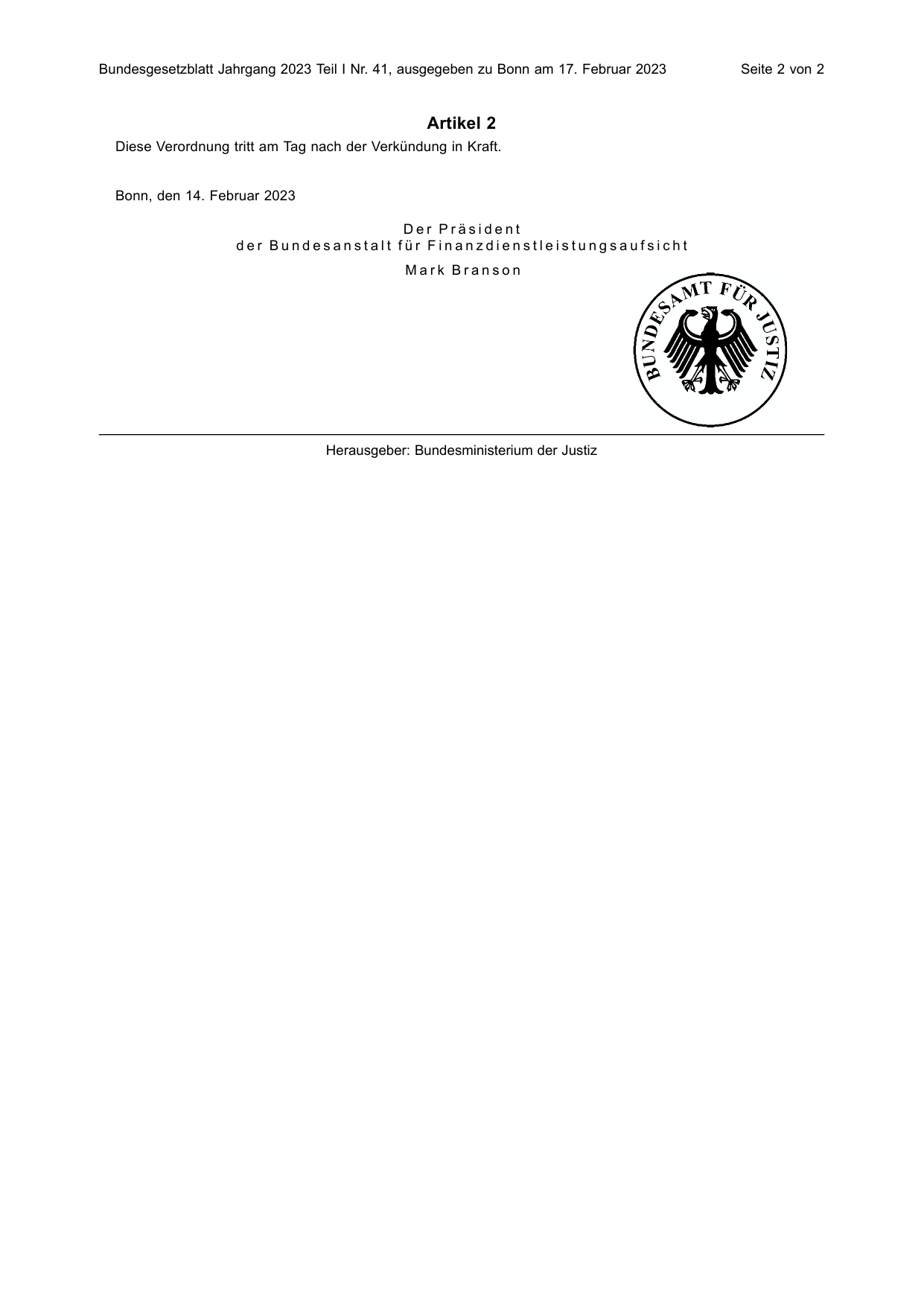 BGBl. 2023, Seite 2 — Originalseite als Abbildung