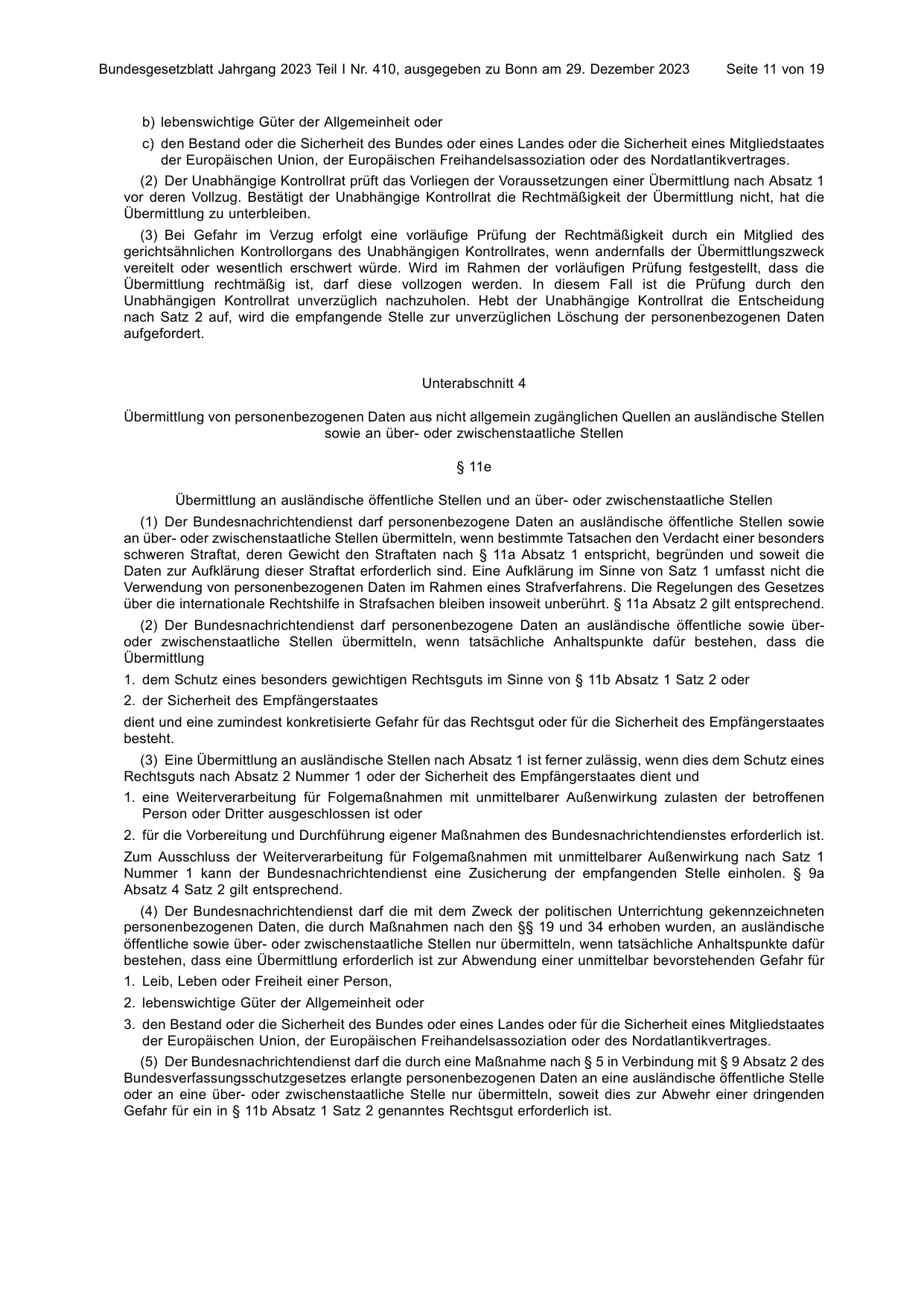 BGBl. 2023, Seite 11 — Originalseite als Abbildung