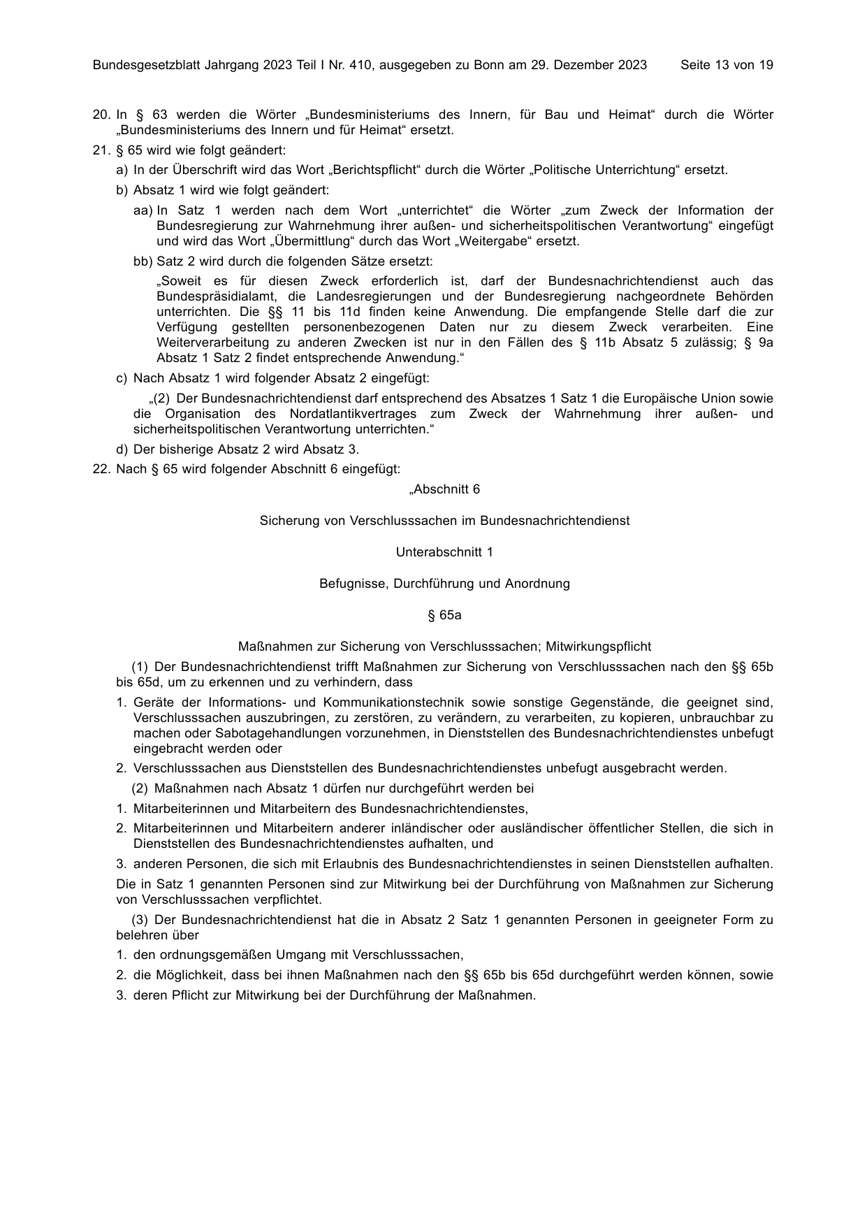 BGBl. 2023, Seite 13 — Originalseite als Abbildung
