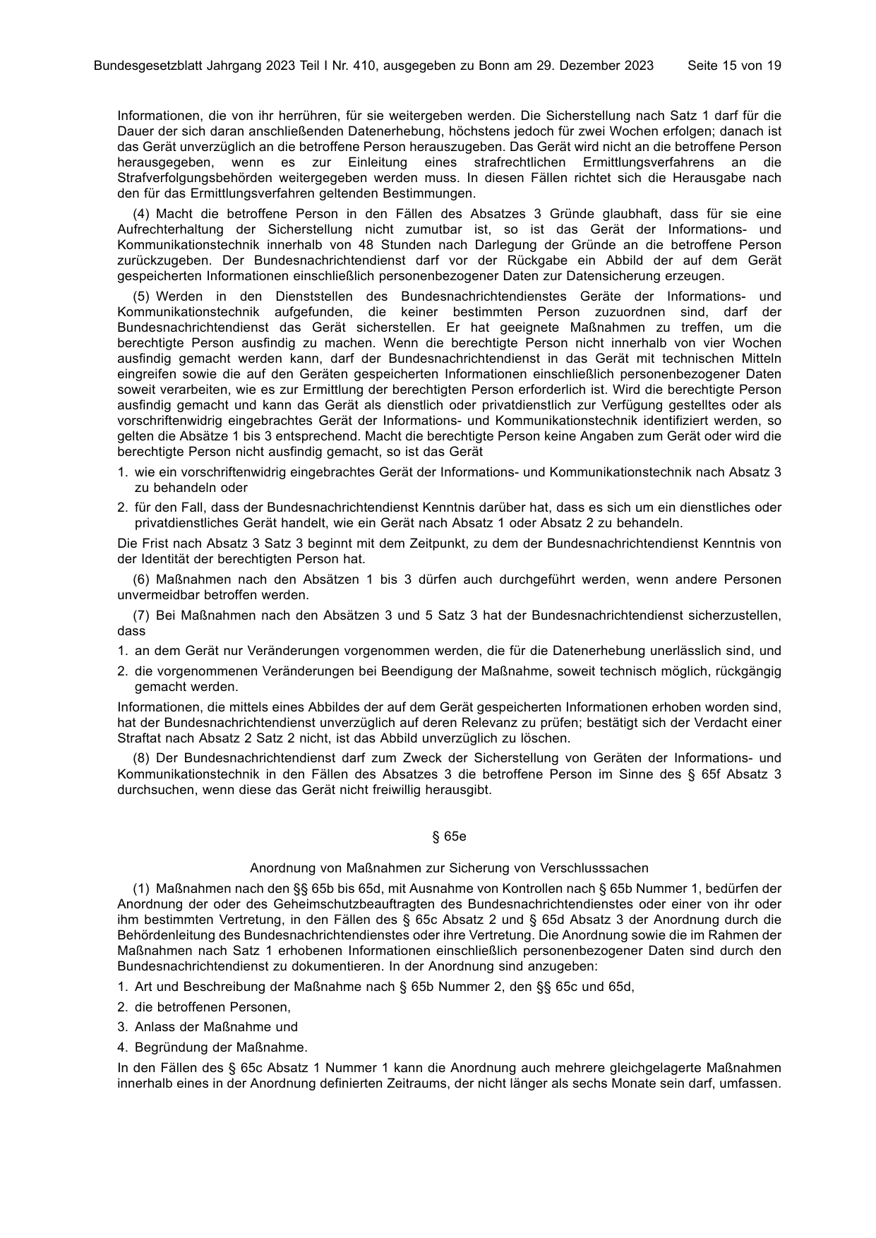 BGBl. 2023, Seite 15 — Originalseite als Abbildung