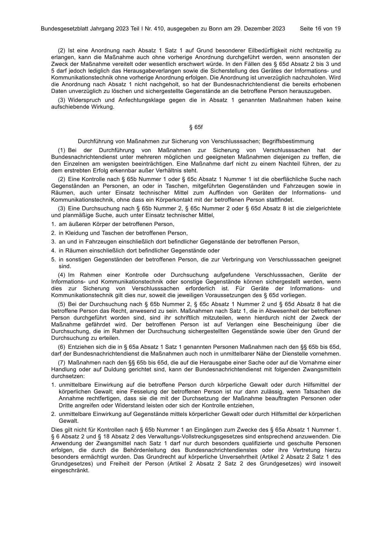 BGBl. 2023, Seite 16 — Originalseite als Abbildung