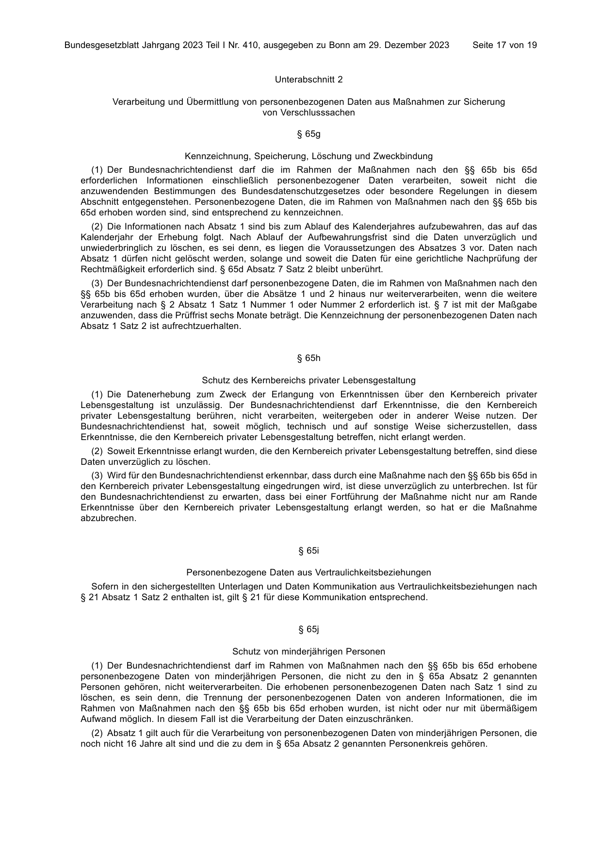 BGBl. 2023, Seite 17 — Originalseite als Abbildung