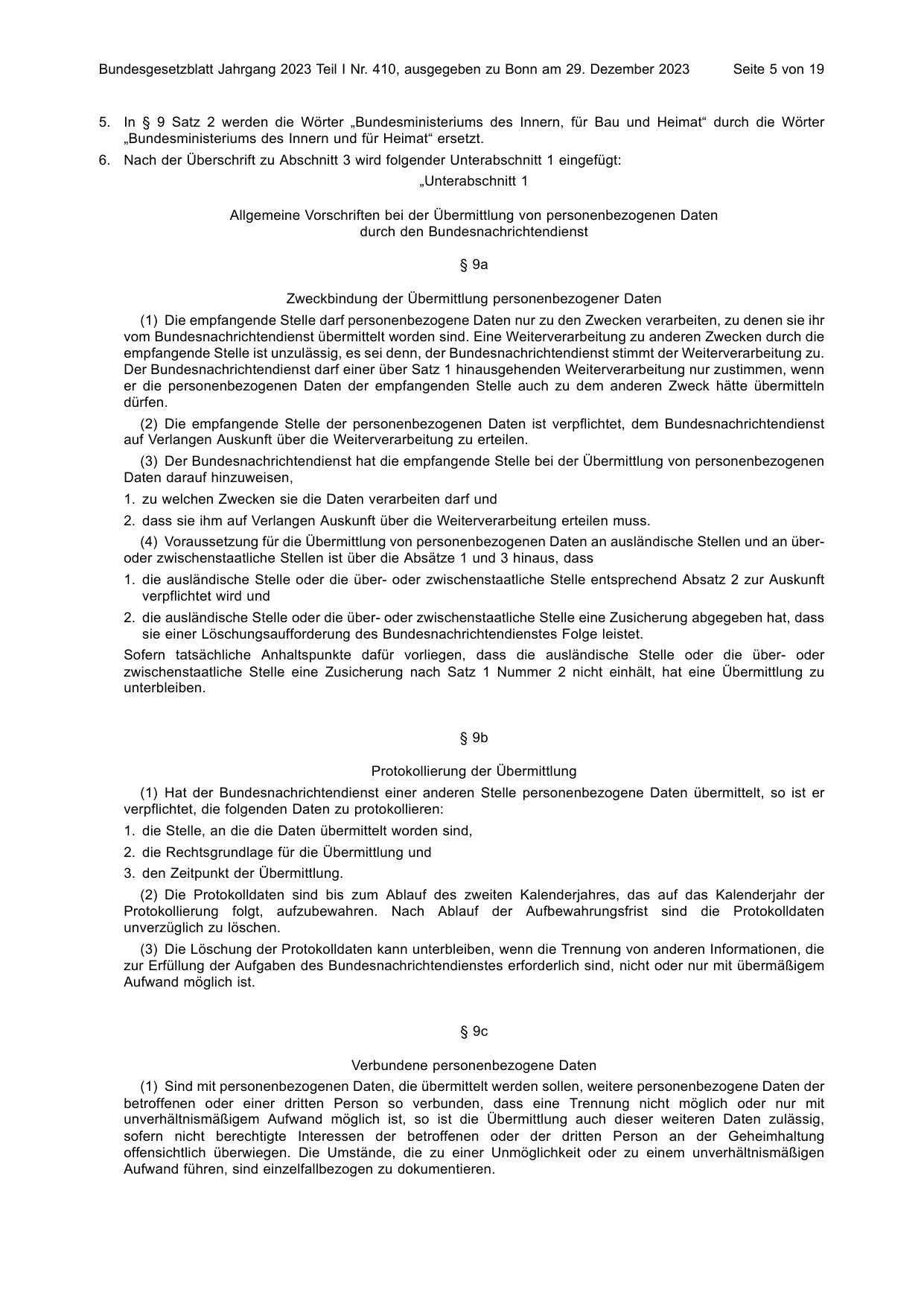 BGBl. 2023, Seite 5 — Originalseite als Abbildung