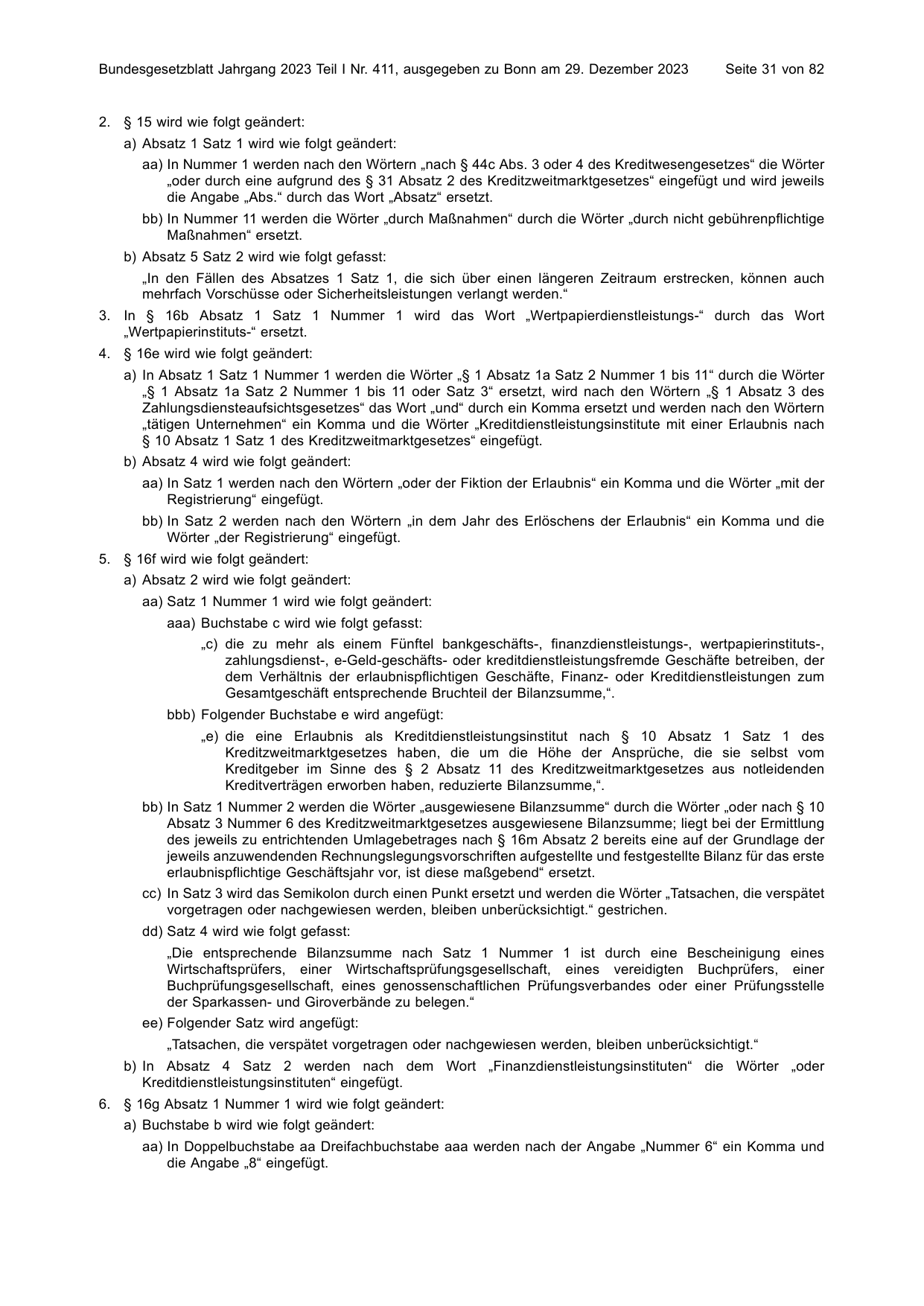 BGBl. 2023, Seite 31 — Originalseite als Abbildung