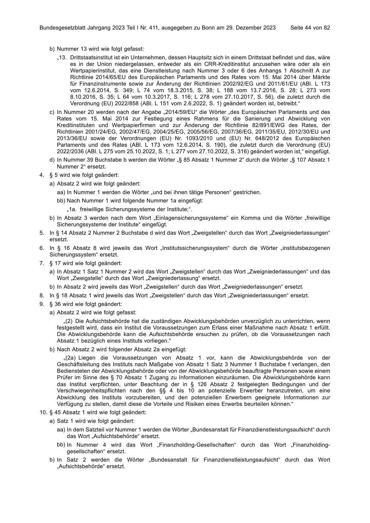 BGBl. 2023, Seite 44 — Originalseite als Abbildung