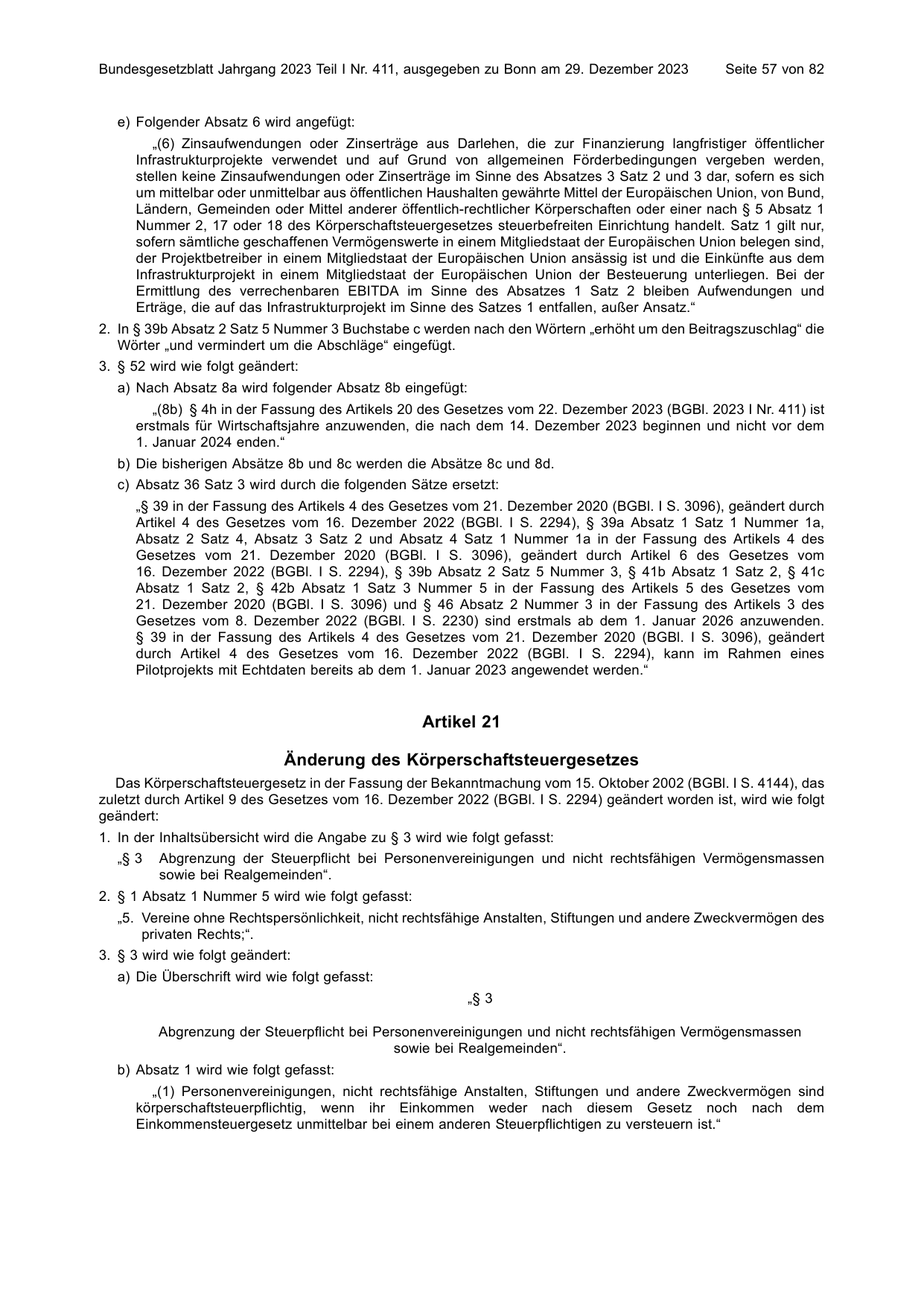 BGBl. 2023, Seite 57 — Originalseite als Abbildung