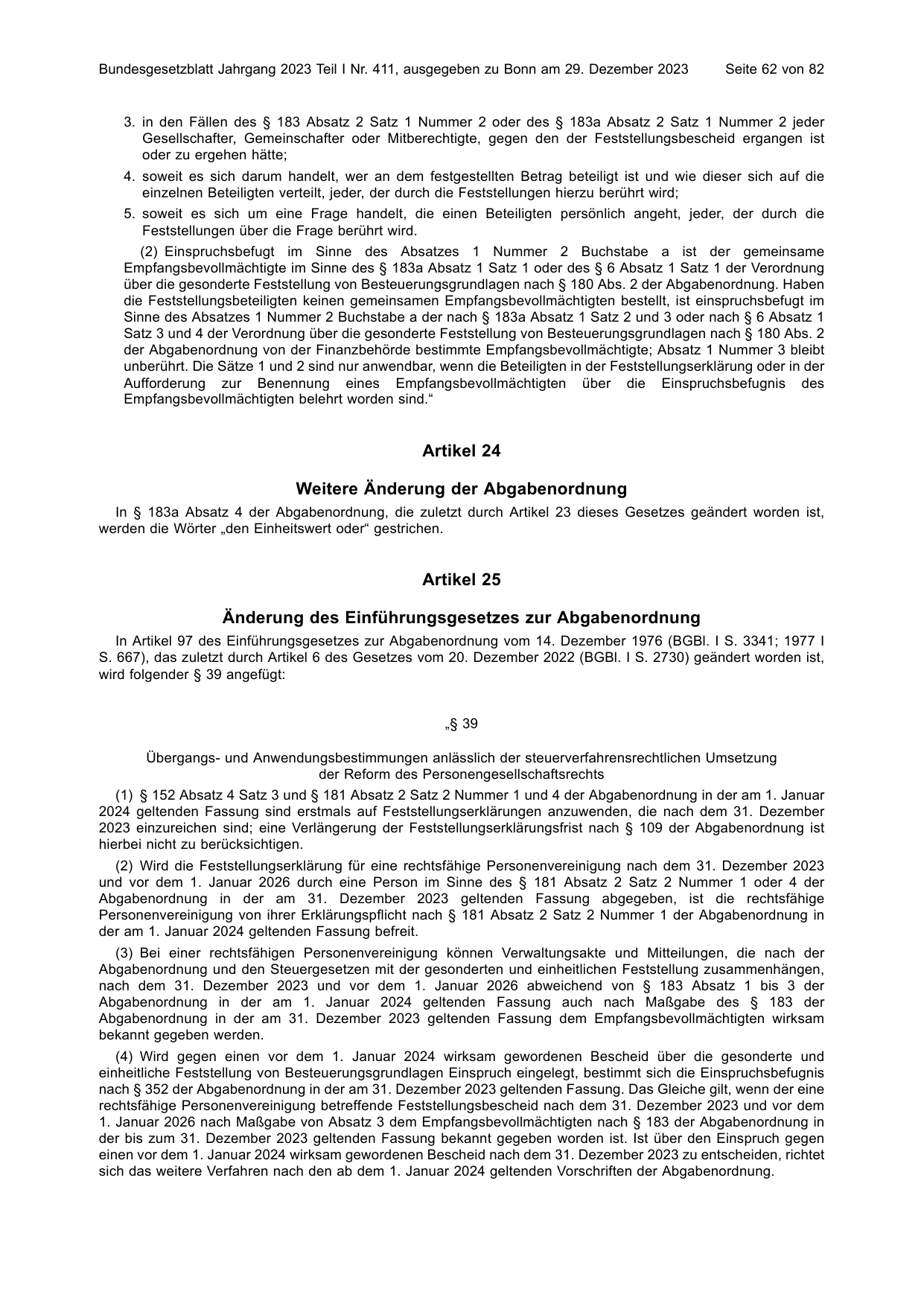 BGBl. 2023, Seite 62 — Originalseite als Abbildung