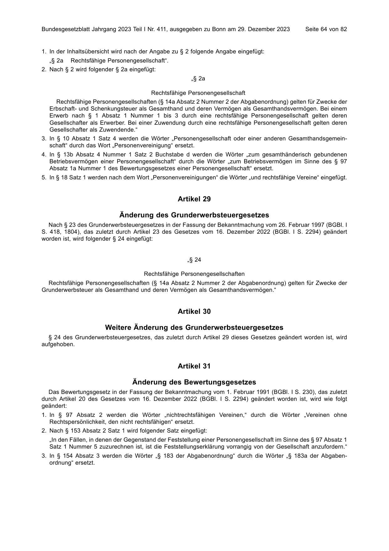 BGBl. 2023, Seite 64 — Originalseite als Abbildung