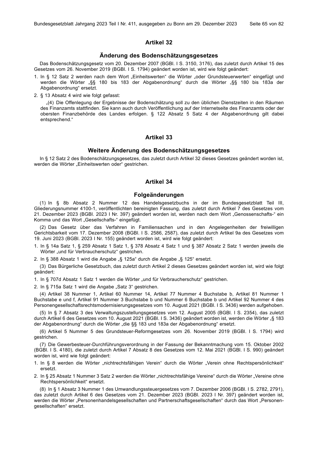BGBl. 2023, Seite 65 — Originalseite als Abbildung