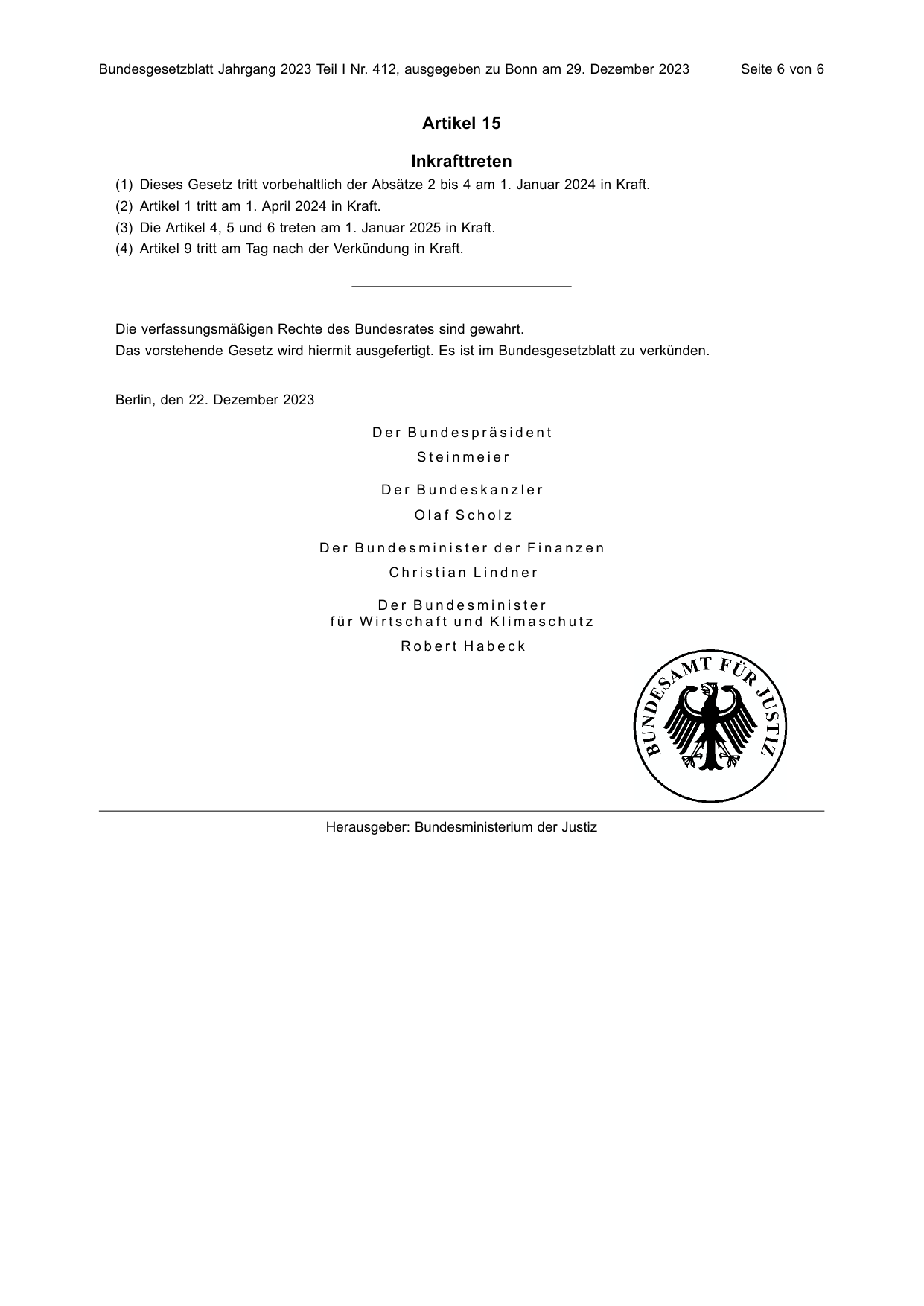 BGBl. 2023, Seite 6 — Originalseite als Abbildung