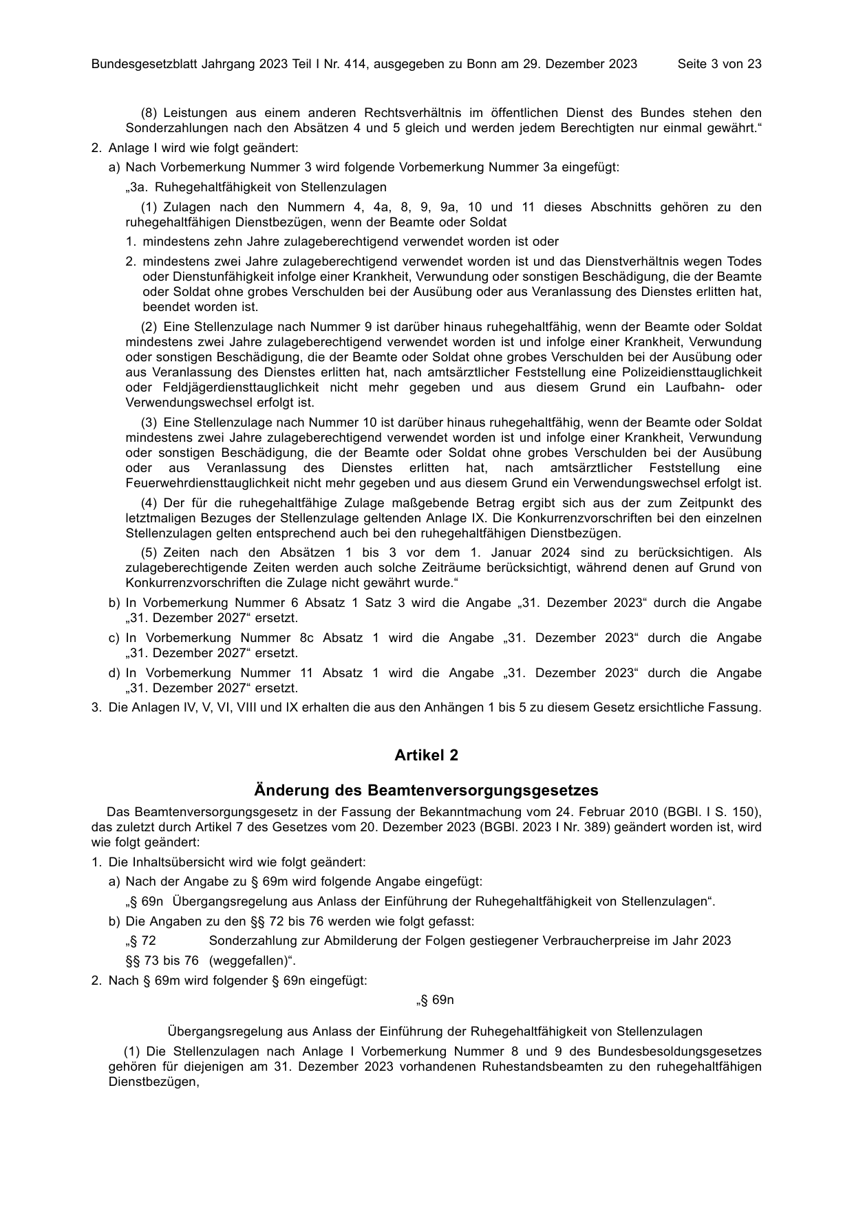 BGBl. 2023, Seite 3 — Originalseite als Abbildung