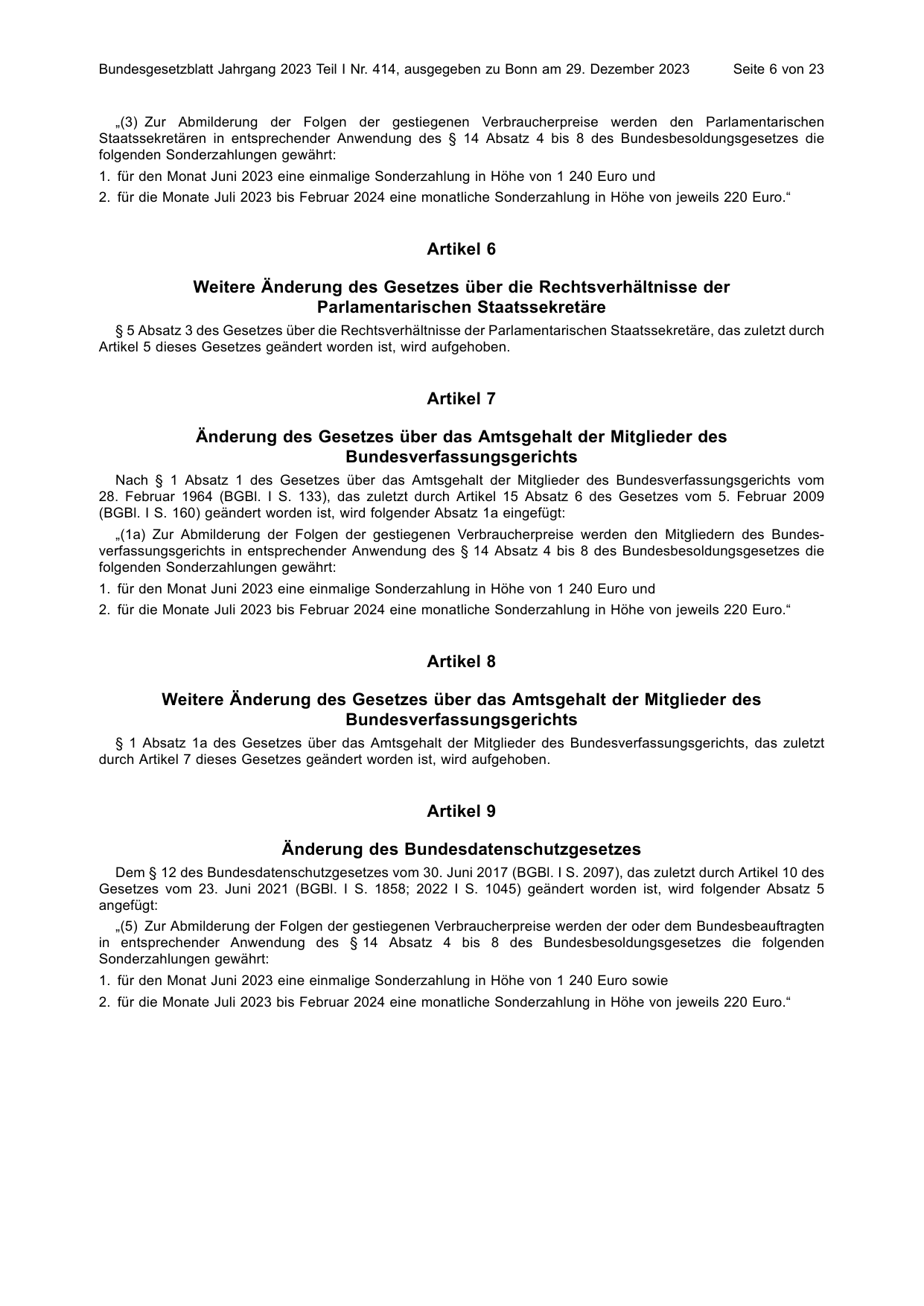 BGBl. 2023, Seite 6 — Originalseite als Abbildung